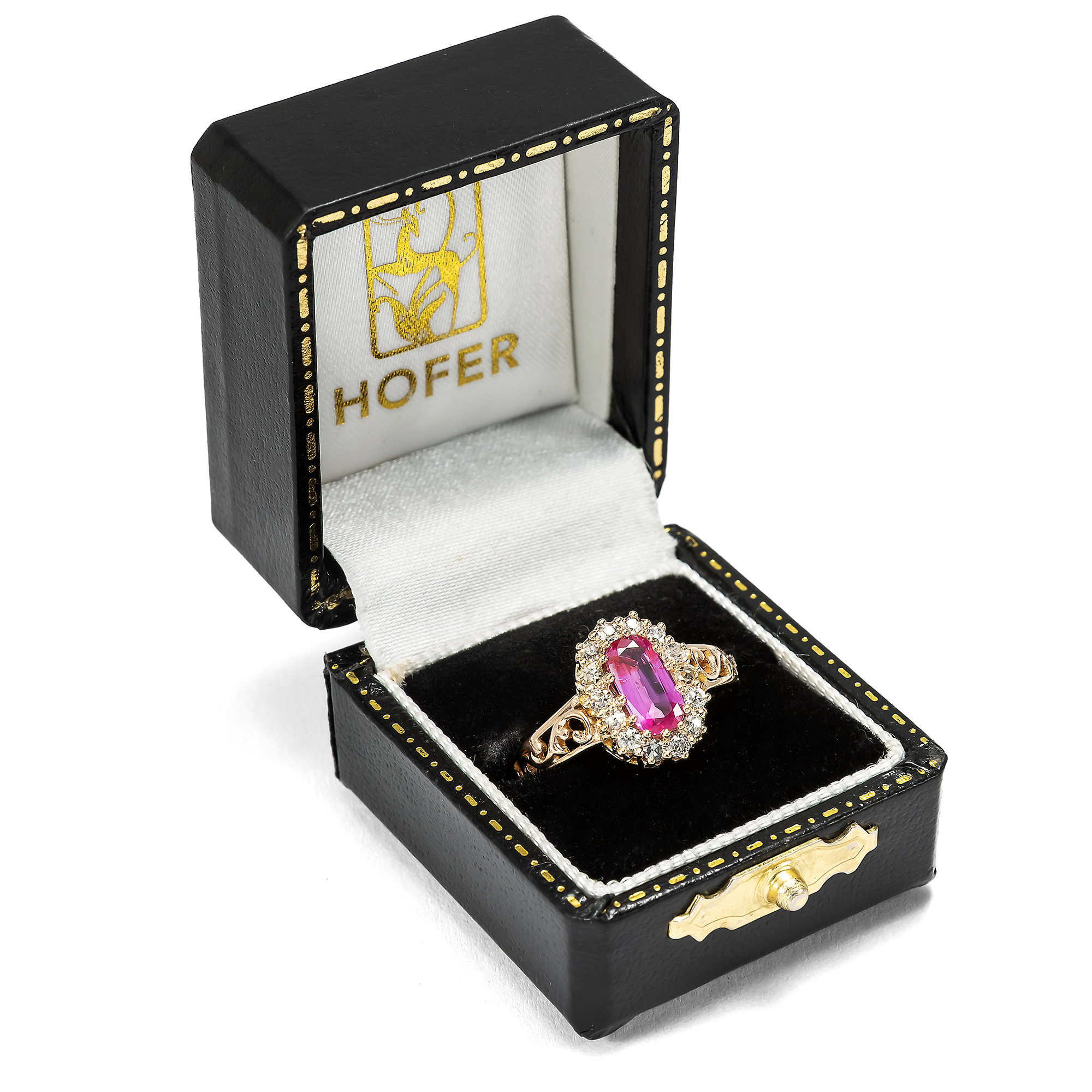 Antiker Entourage-Ring mit unbehandeltem Saphir aus Burma & Diamanten, um 1890 Antiker Entourage-Ring mit unbehandeltem Saphir aus Burma & Diamanten, um 1890