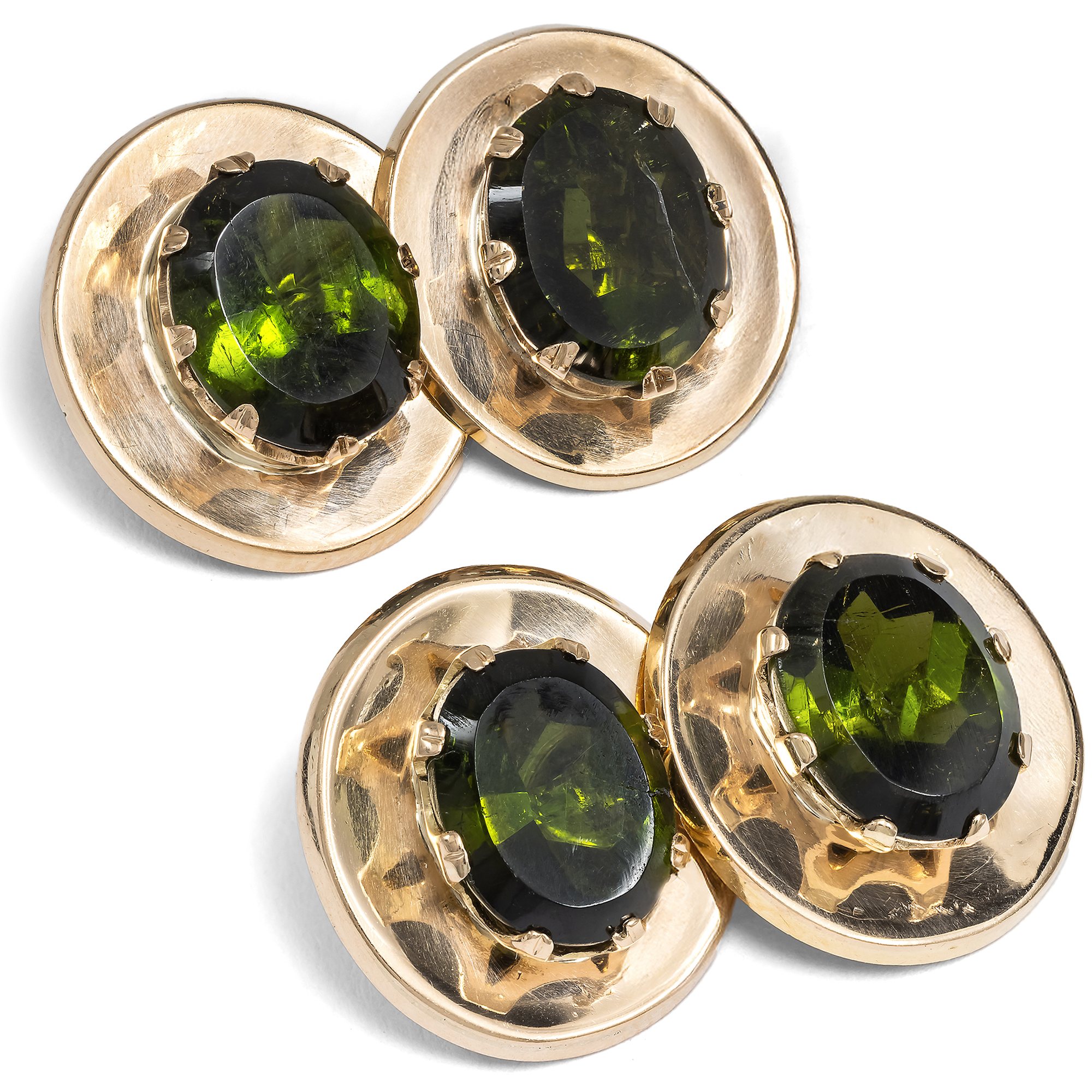 Expressive Gold Cufflinks with Tourmalines, c. 1940