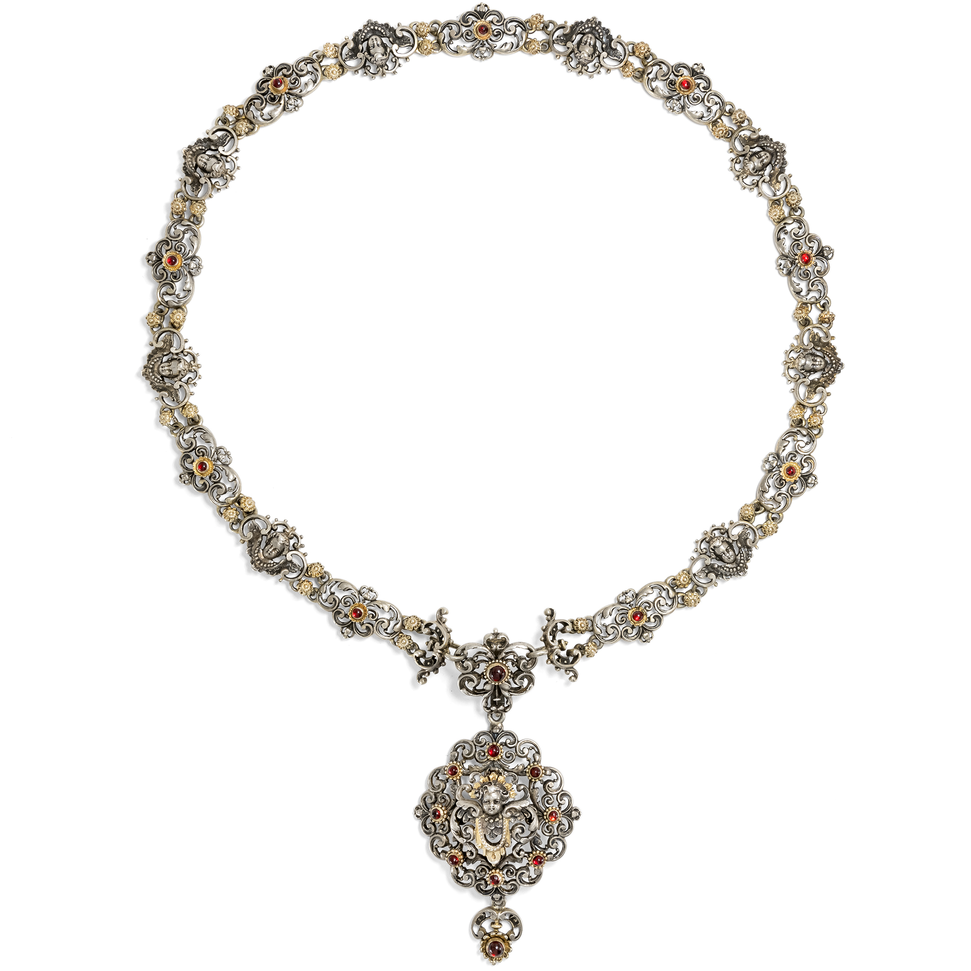 Prachtvolles Collier mit Granaten in Silber, Historismus um 1880 Prachtvolles Collier mit Granaten in Silber, Historismus um 1880