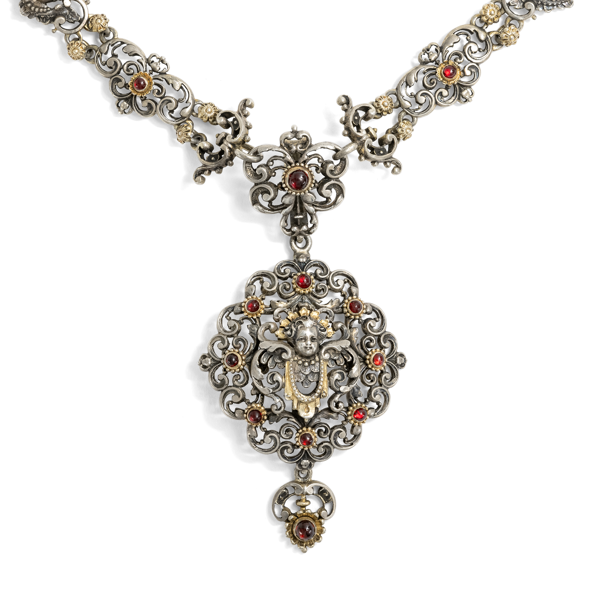 Prachtvolles Collier mit Granaten in Silber, Historismus um 1880 Prachtvolles Collier mit Granaten in Silber, Historismus um 1880
