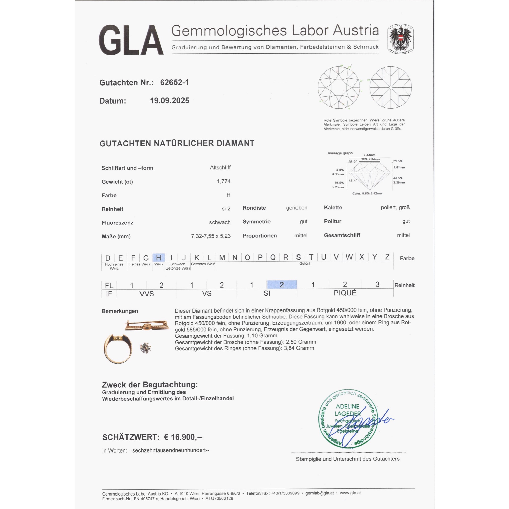 Old European Cut Diamond Solitaire Convertible into a Ring and Brooch, c. 1890 & later Old European Cut Diamond Solitaire Convertible into a Ring and Brooch, c. 1890 & later