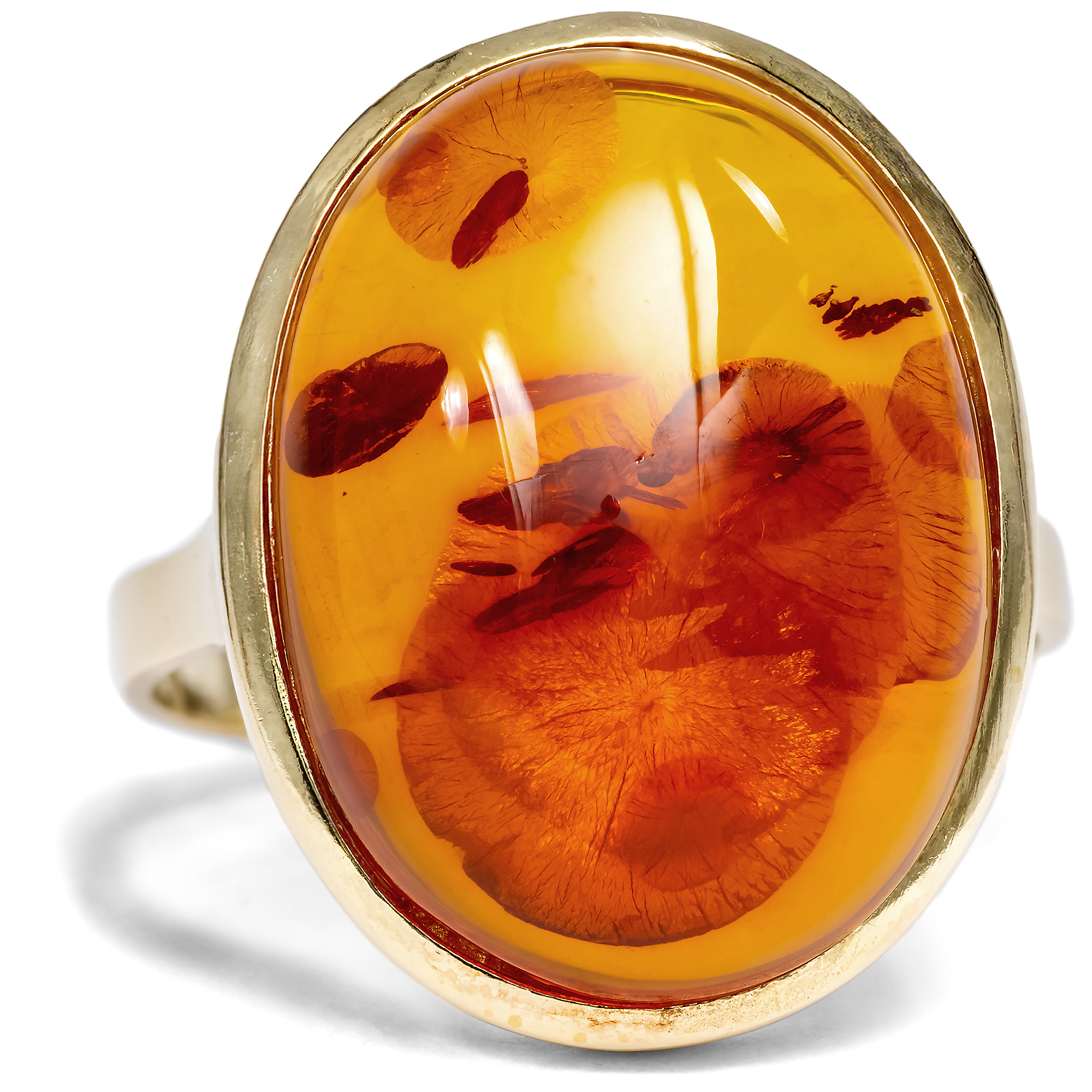 Classic Vintage Gold & Amber Ring, Circa 1970