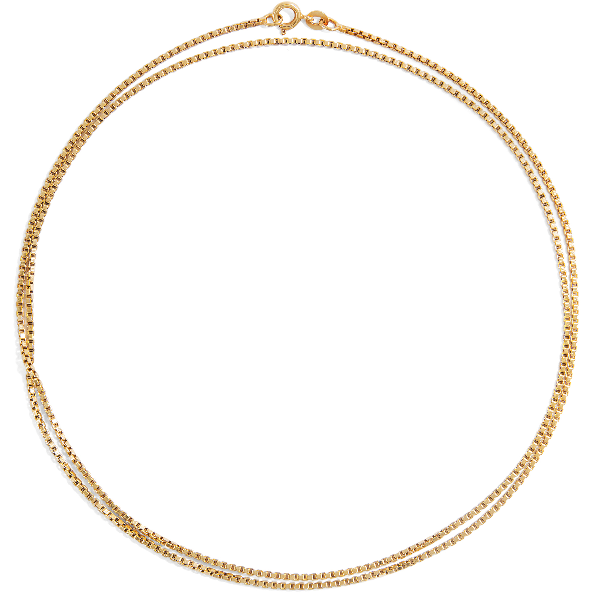 Long Vintage Box Chain Necklace in Yellow Gold, Italian, c. 1970