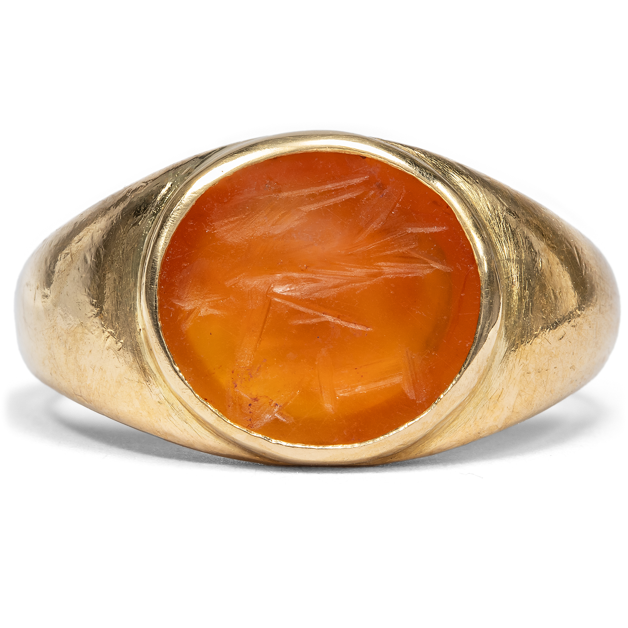 Vintage Ring aus Gold mit antikem römischen Intaglio in Karneol, um 1990 Vintage Ring aus Gold mit antikem römischen Intaglio in Karneol, um 1990