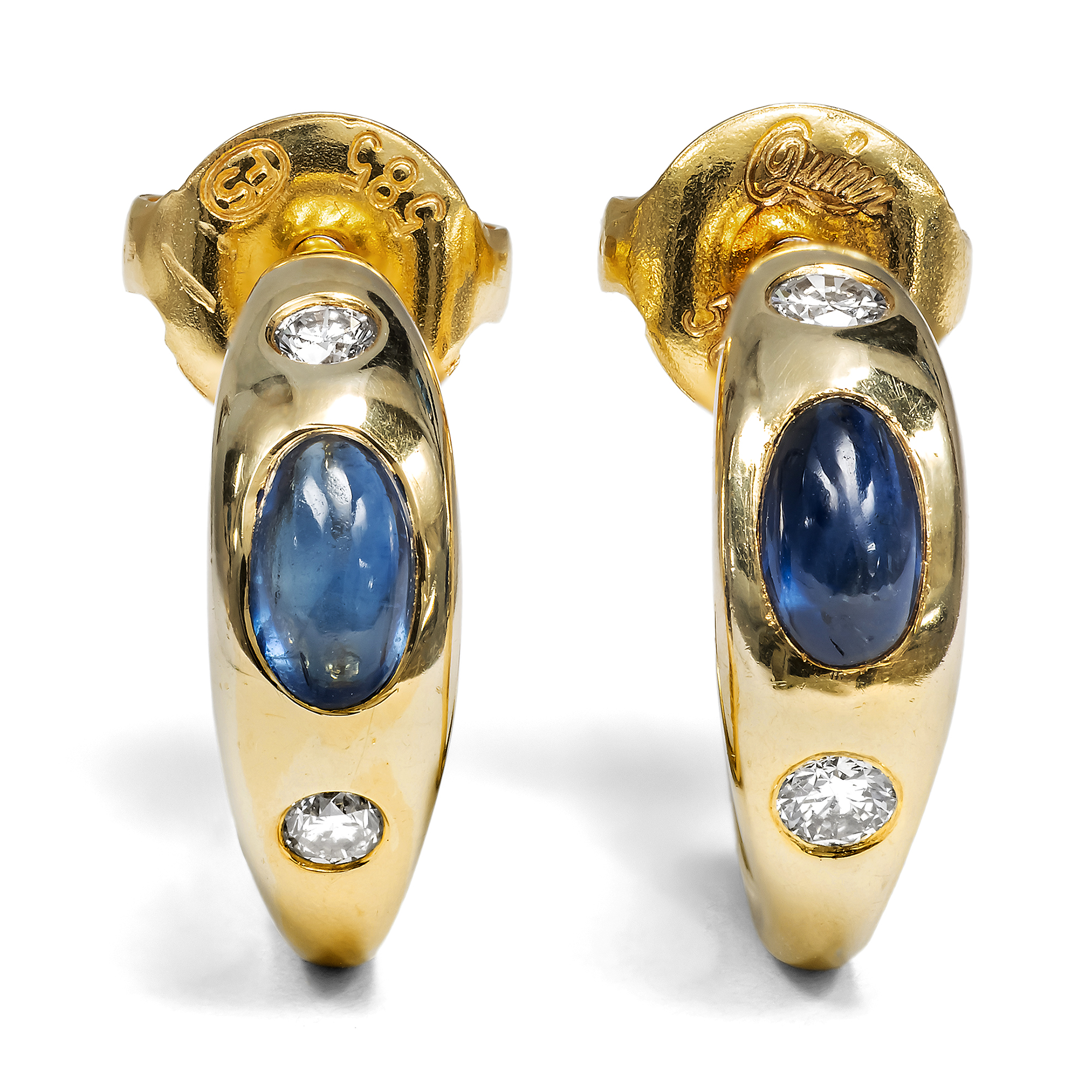 Vintage Ohrringe mit Diamanten & Saphiren von Quinn, Schwäbisch Gmünd um 1985 Vintage Ohrringe mit Diamanten & Saphiren von Quinn, Schwäbisch Gmünd um 1985
