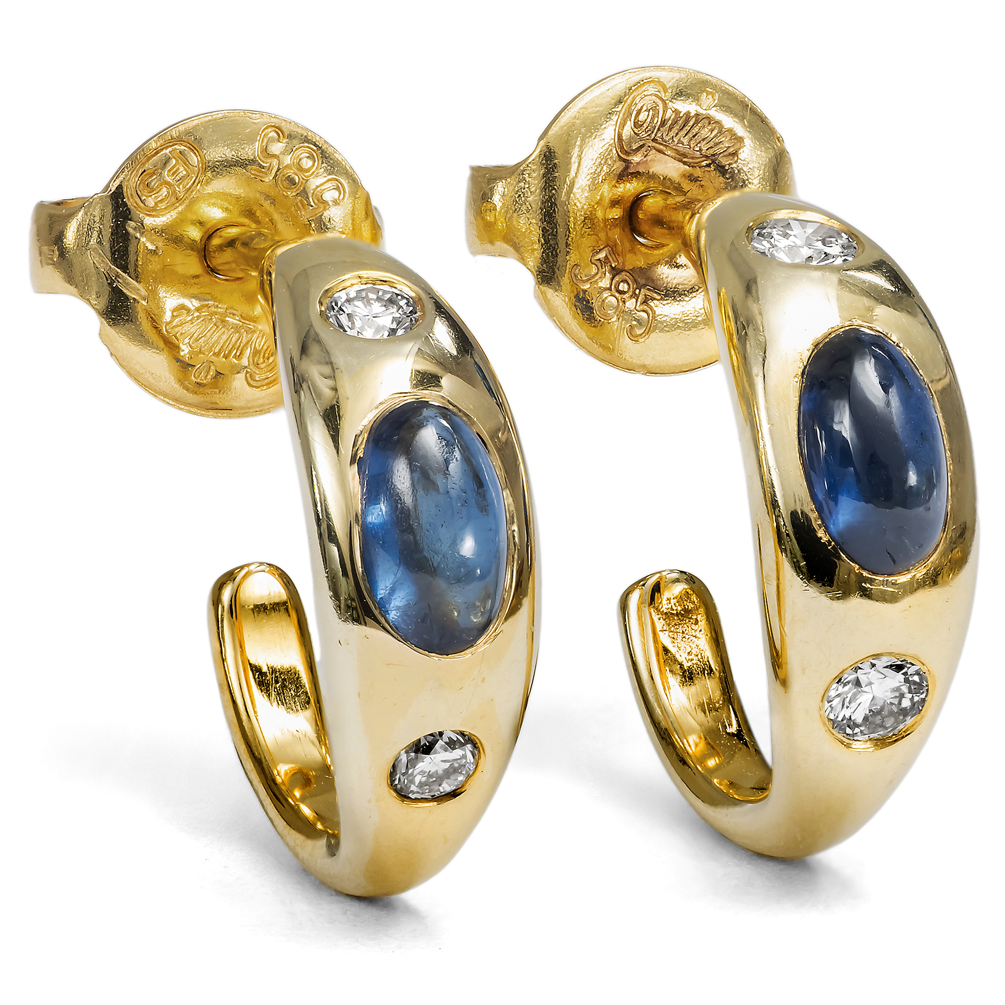 Vintage Ohrringe mit Diamanten & Saphiren von Quinn, Schwäbisch Gmünd um 1985 Vintage Ohrringe mit Diamanten & Saphiren von Quinn, Schwäbisch Gmünd um 1985
