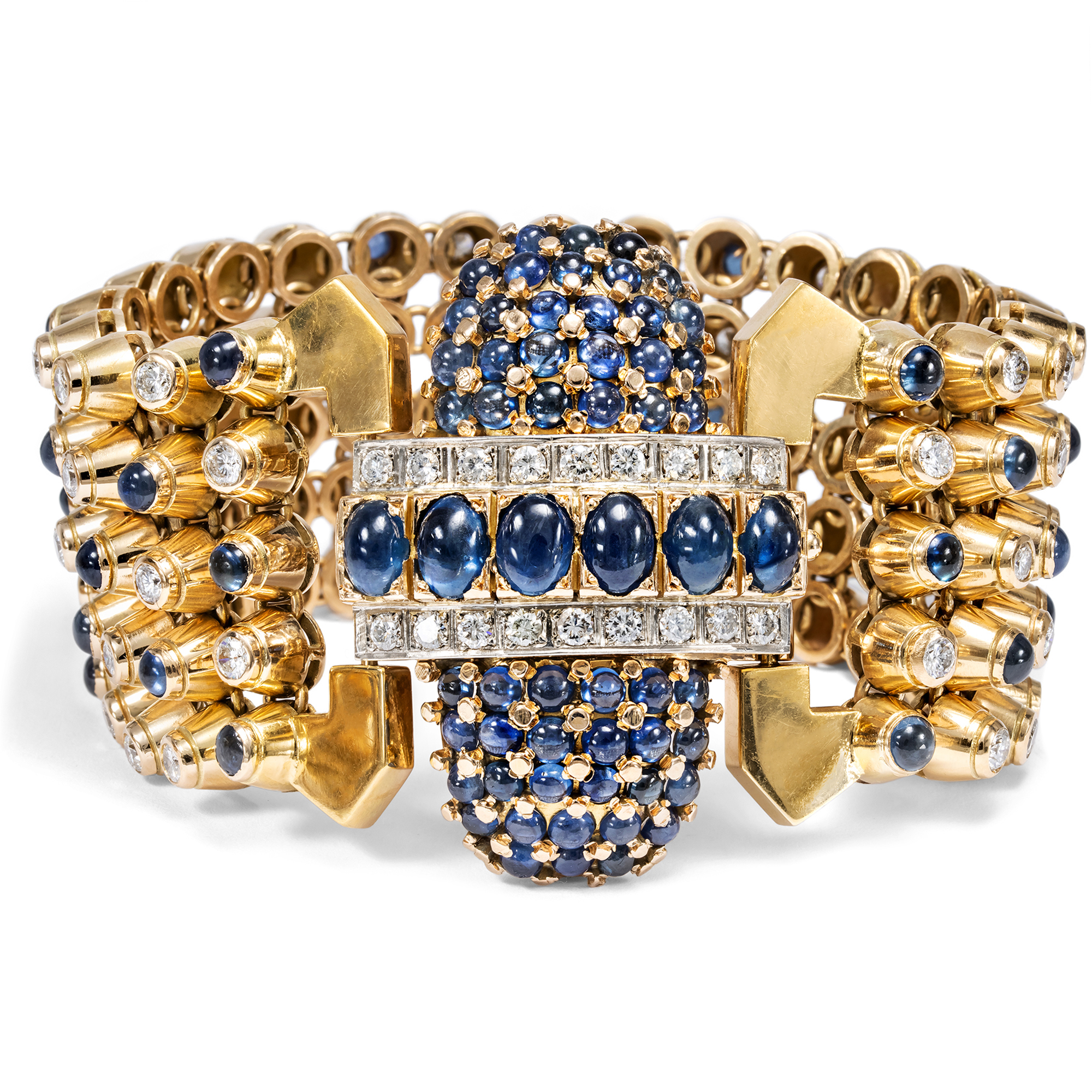 Magnificent Diamond and Sapphire Retro Style Bracelet, c. 1940s Magnificent Diamond and Sapphire Retro Style Bracelet, c. 1940s