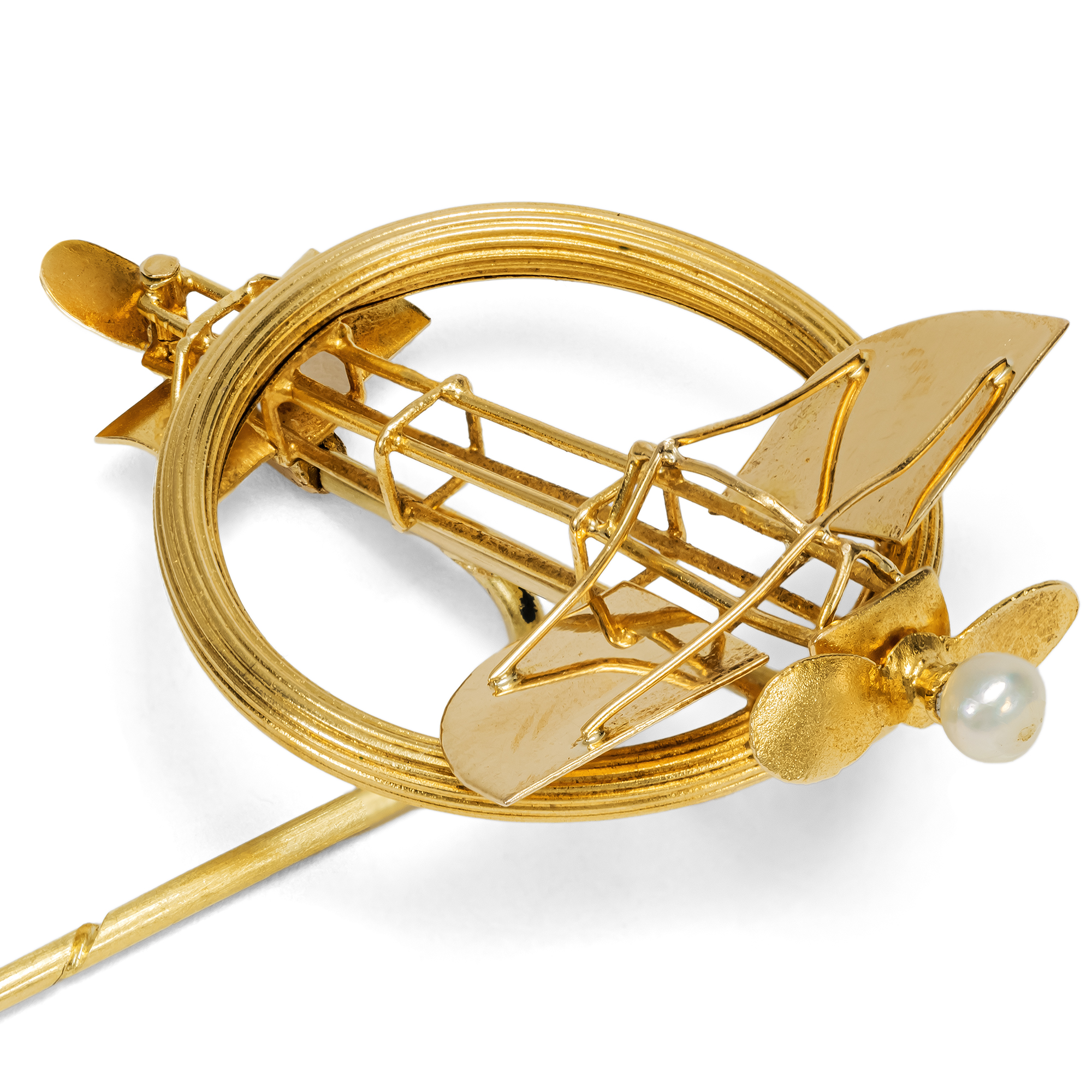 Witzige Reversnadel aus Gold in Form eines Flugzeugs, um 1909 Witzige Reversnadel aus Gold in Form eines Flugzeugs, um 1909