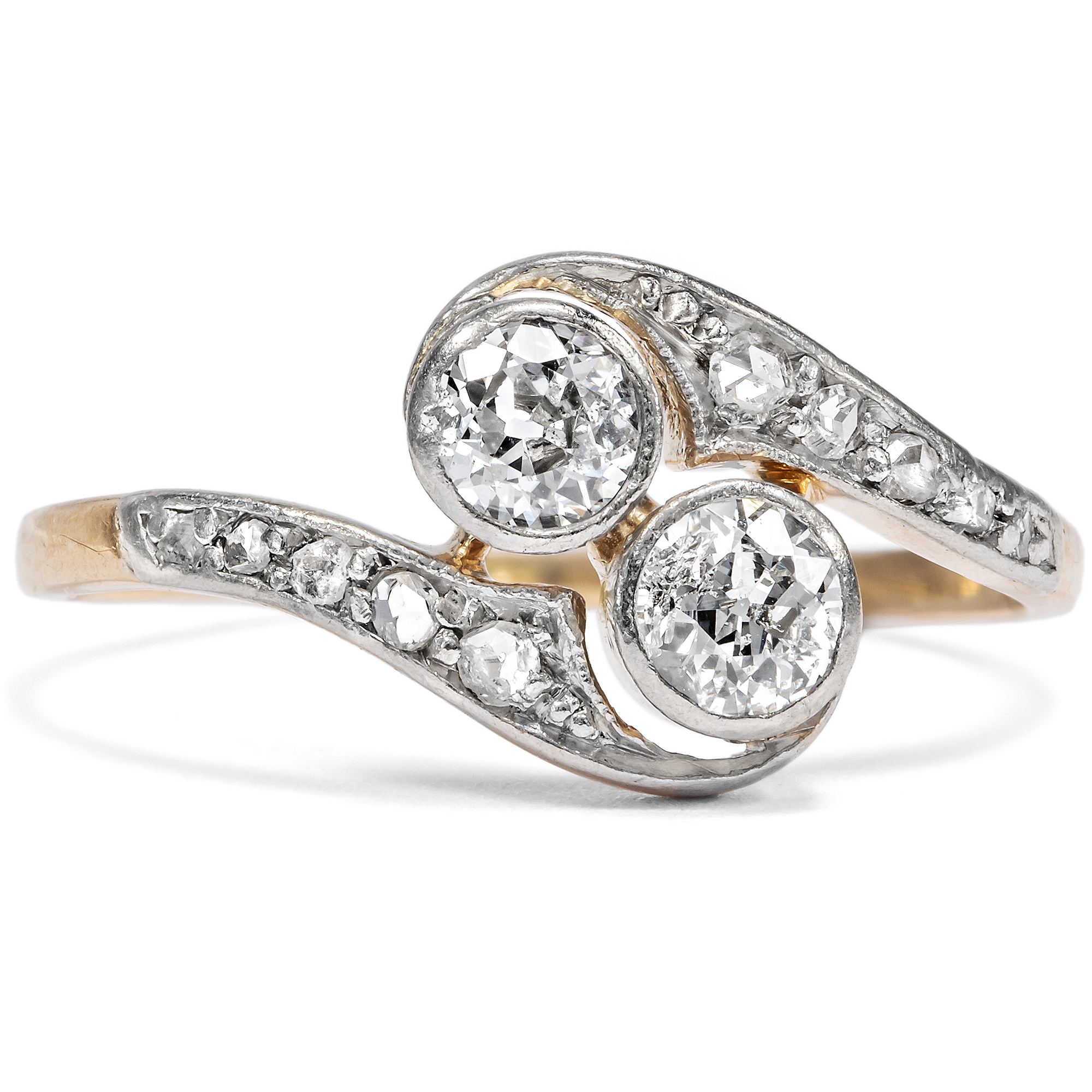 Antiker „Toi-et-Moi“-Ring mit Diamanten in Gold & Platin, Deutschland um 1910 Antiker „Toi-et-Moi“-Ring mit Diamanten in Gold & Platin, Deutschland um 1910