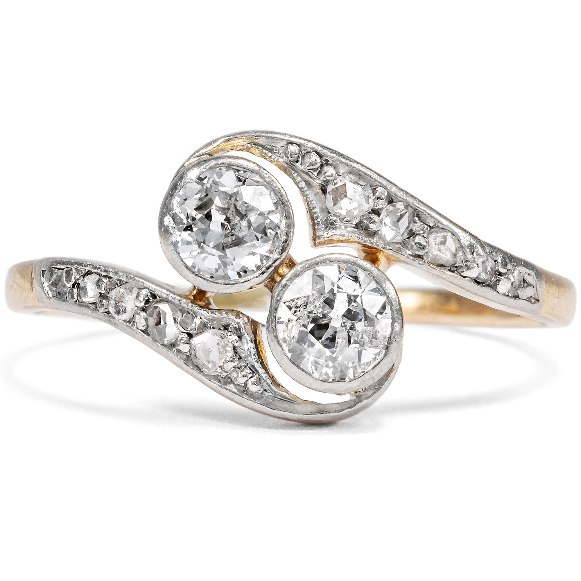 Antiker „Toi-et-Moi“-Ring mit Diamanten in Gold & Platin, Deutschland um 1910 Antiker „Toi-et-Moi“-Ring mit Diamanten in Gold & Platin, Deutschland um 1910