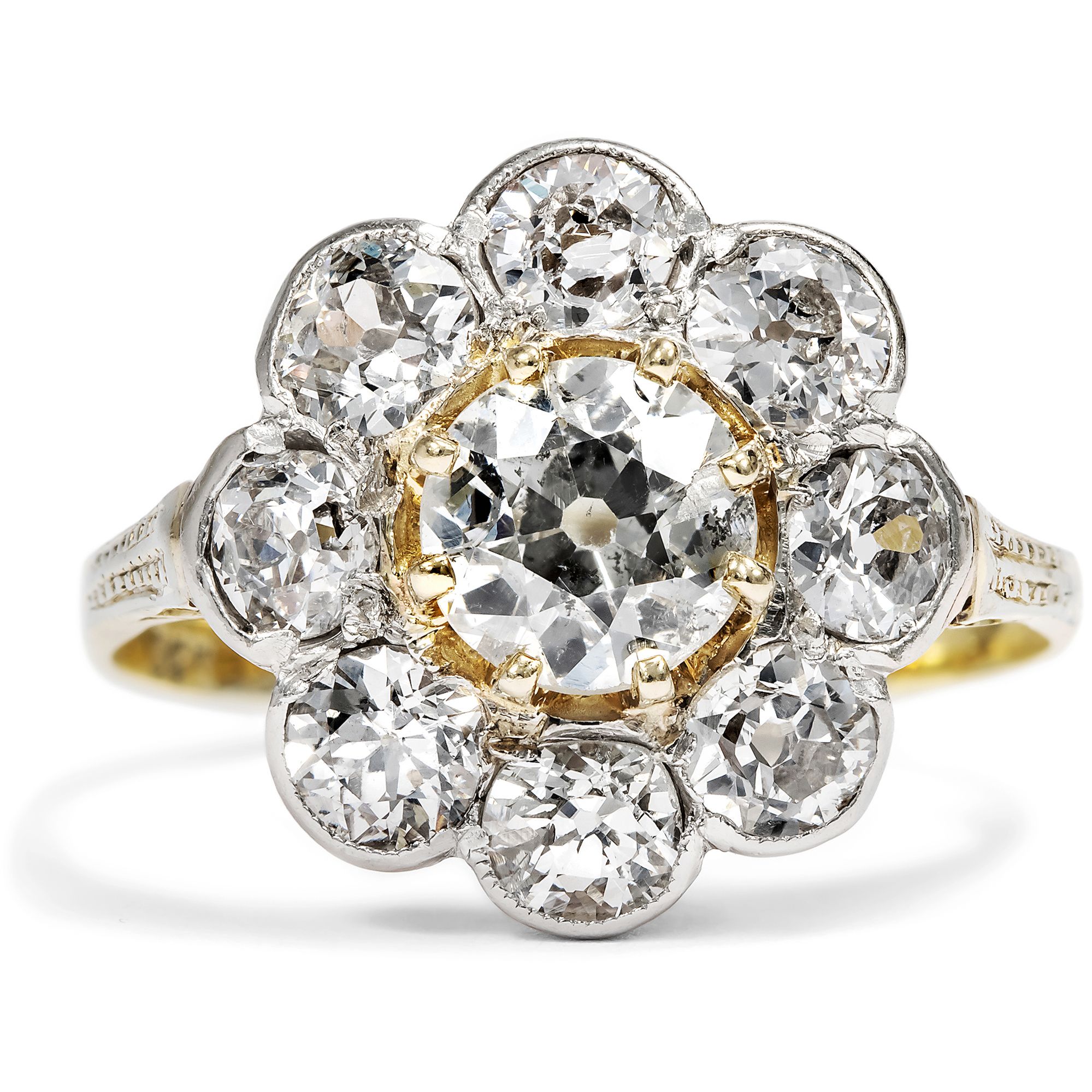 Antiker Entourage-Ring mit 2,80 ct Diamanten in Gold & Platin, um 1900 Antiker Entourage-Ring mit 2,80 ct Diamanten in Gold & Platin, um 1900