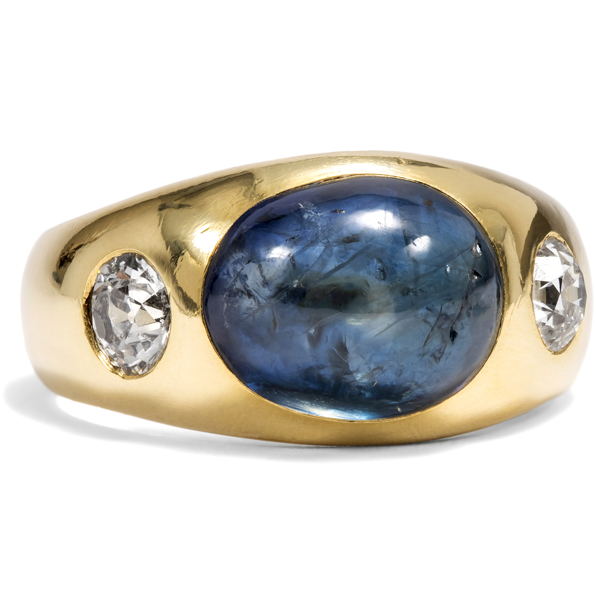 Vintage Ring With Untreated Sapphire & Diamonds In Gold, Circa 1980 Vintage Ring With Untreated Sapphire & Diamonds In Gold, Circa 1980