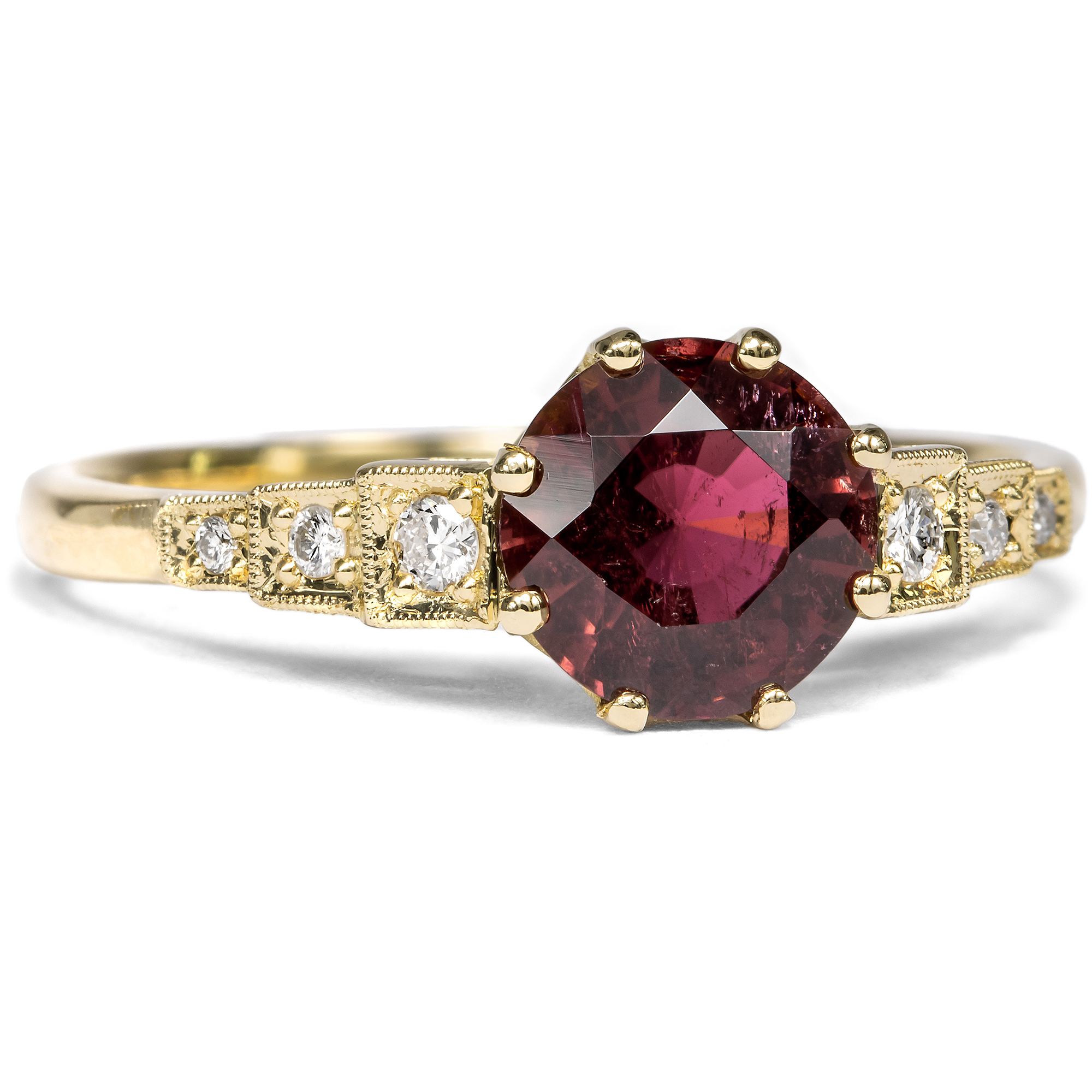 Ungetragener Ring mit violettem Turmalin & Diamanten aus unserer Werkstatt Ungetragener Ring mit violettem Turmalin & Diamanten aus unserer Werkstatt