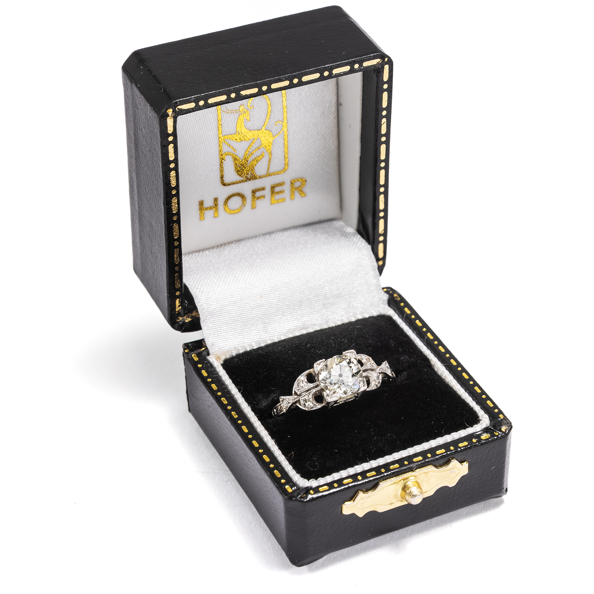 Antiker Ring des Art Déco mit 0,80 ct Diamant im Altschliff in Weißgold, um 1925 Antiker Ring des Art Déco mit 0,80 ct Diamant im Altschliff in Weißgold, um 1925