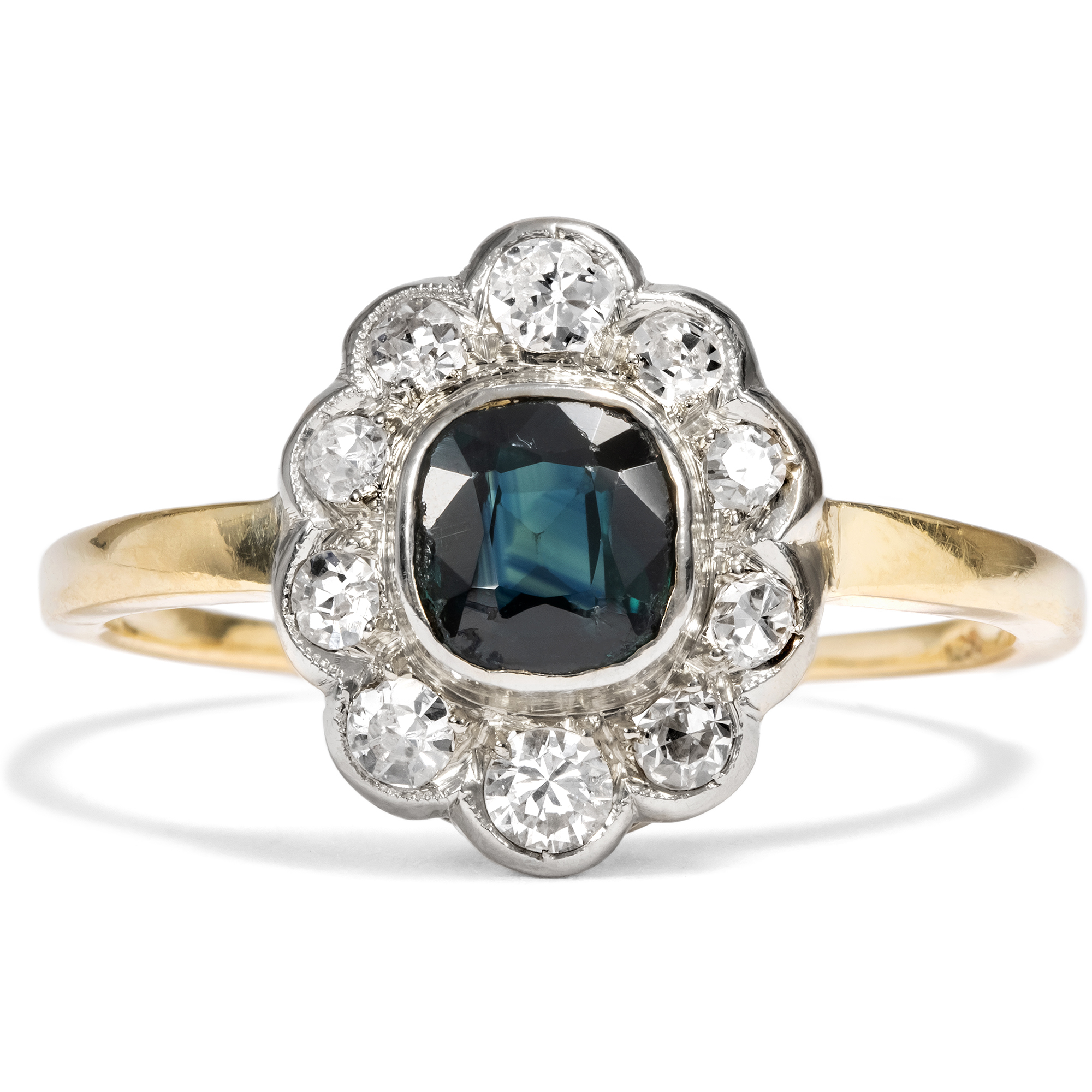 Antiker „Entourage“-Ring mit Saphir & Diamanten, Wien um 1930 Antiker „Entourage“-Ring mit Saphir & Diamanten, Wien um 1930
