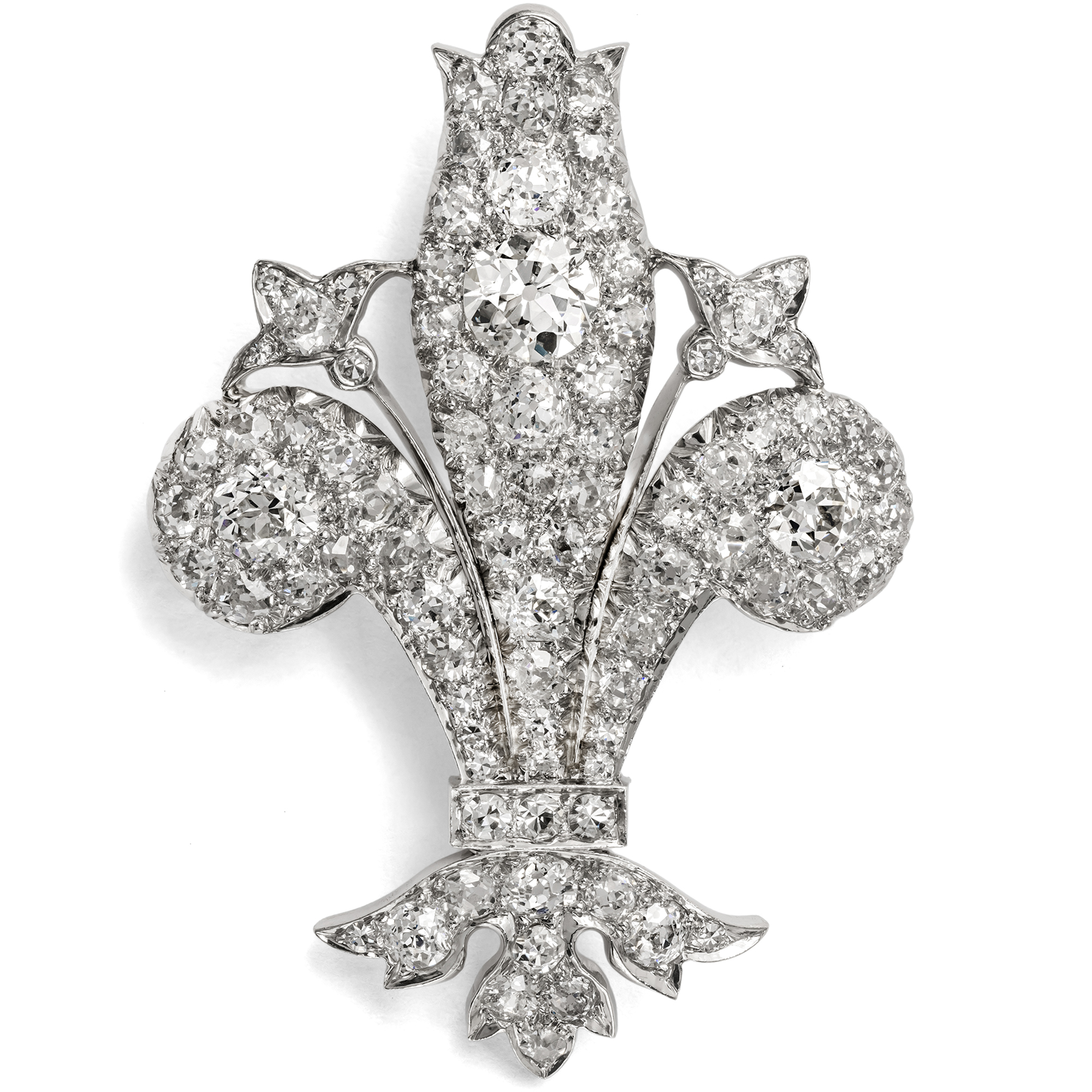 Große antike Brosche aus Platin & 5,30 ct Diamanten, um 1910 Große antike Brosche aus Platin & 5,30 ct Diamanten, um 1910