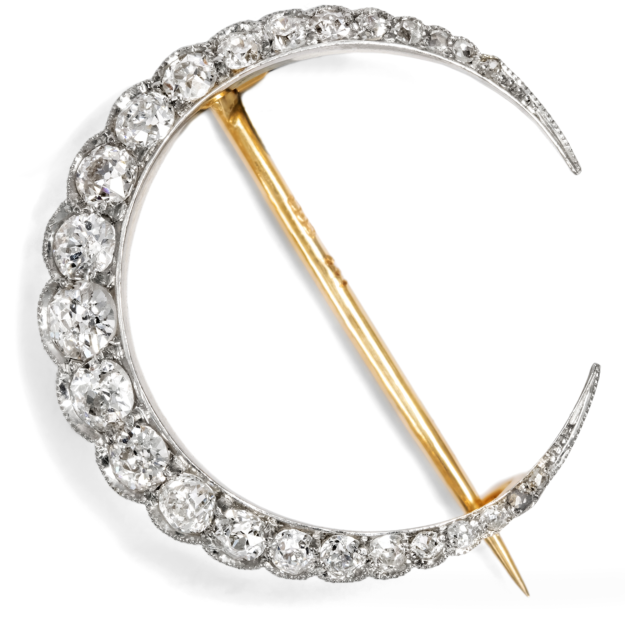 Zierliche antike Brosche mit Diamanten in Platin & Gold, Deutschland um 1910 Zierliche antike Brosche mit Diamanten in Platin & Gold, Deutschland um 1910