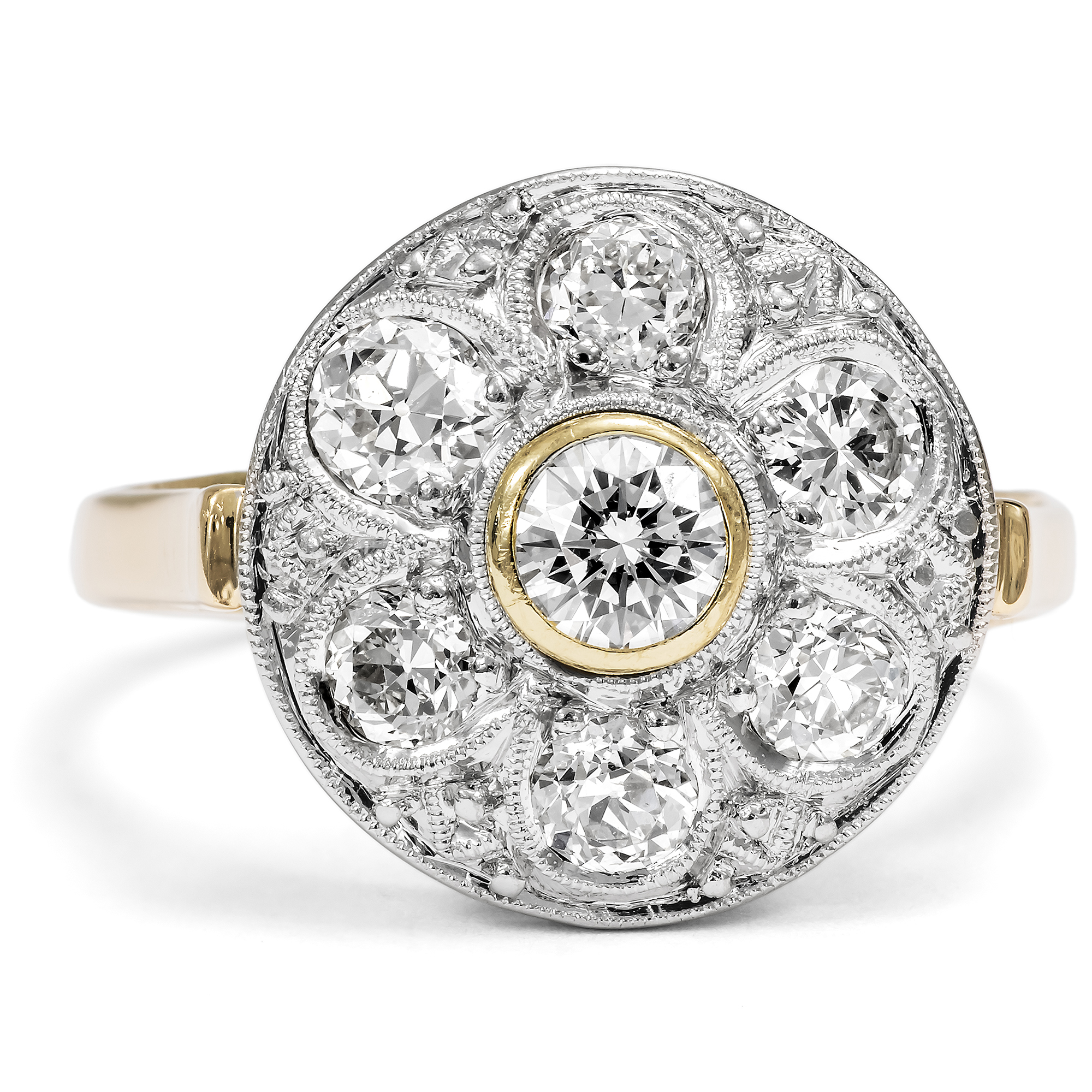 Bezaubernder Ring aus Gold & Platin mit ca. 1,12 ct Diamanten, um 1920 & später Bezaubernder Ring aus Gold & Platin mit ca. 1,12 ct Diamanten, um 1920 & später
