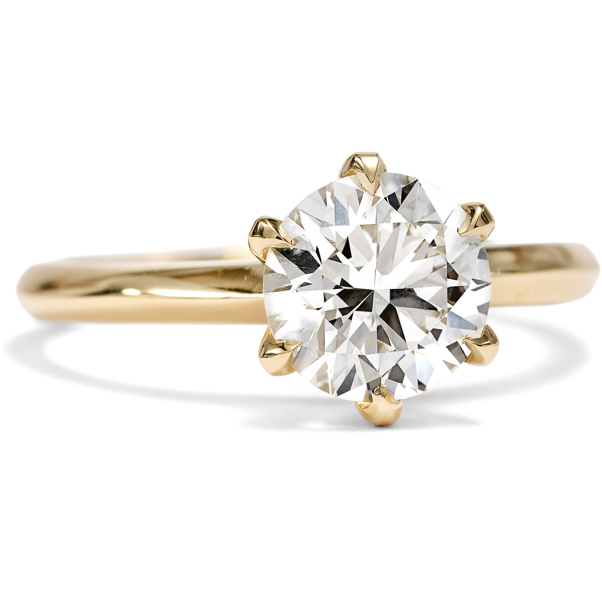 Unworn Engagement Ring With Vintage 1.60 Ct Brilliant In Gold From Our Workshop Unworn Engagement Ring With Vintage 1.60 Ct Brilliant In Gold From Our Workshop