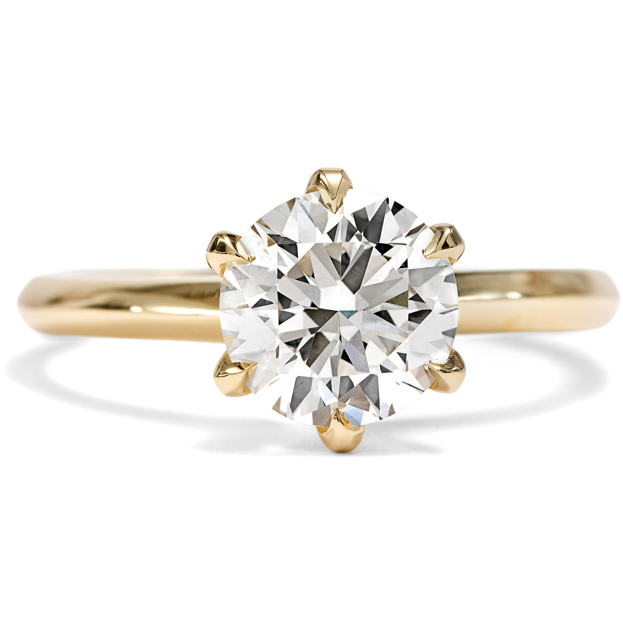 Unworn Engagement Ring With Vintage 1.60 Ct Brilliant In Gold From Our Workshop Unworn Engagement Ring With Vintage 1.60 Ct Brilliant In Gold From Our Workshop