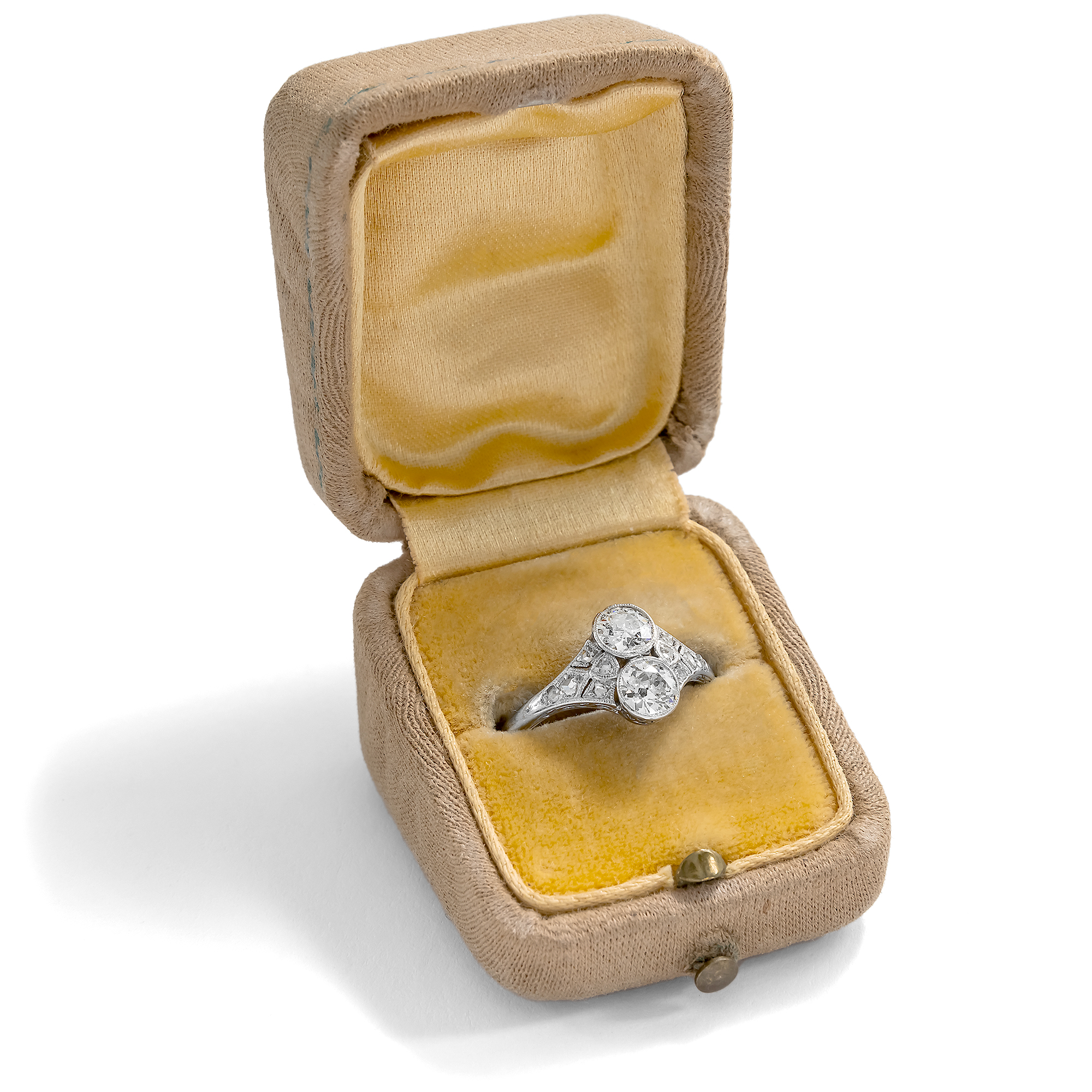 Fabelhafter antiker „Toi-et-Moi“–Ring mit Diamanten in Platin & Weißgold, um 1925 Fabelhafter antiker „Toi-et-Moi“–Ring mit Diamanten in Platin & Weißgold, um 1925