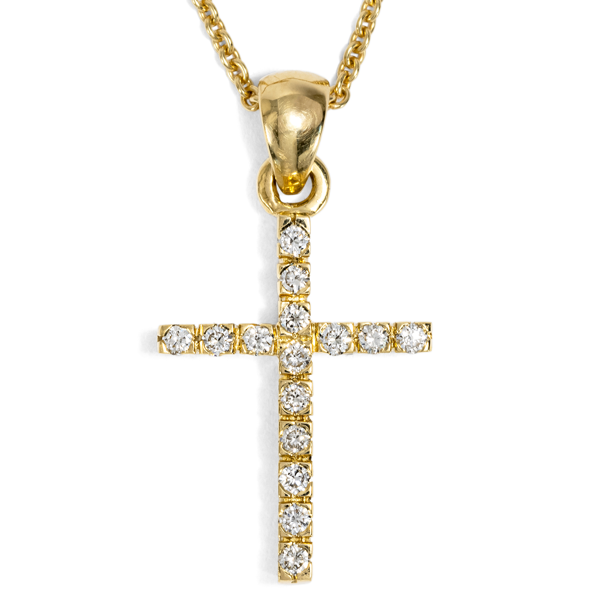 Zartes Kreuz aus Diamanten in Gold aus unserer Werkstatt Zartes Kreuz aus Diamanten in Gold aus unserer Werkstatt
