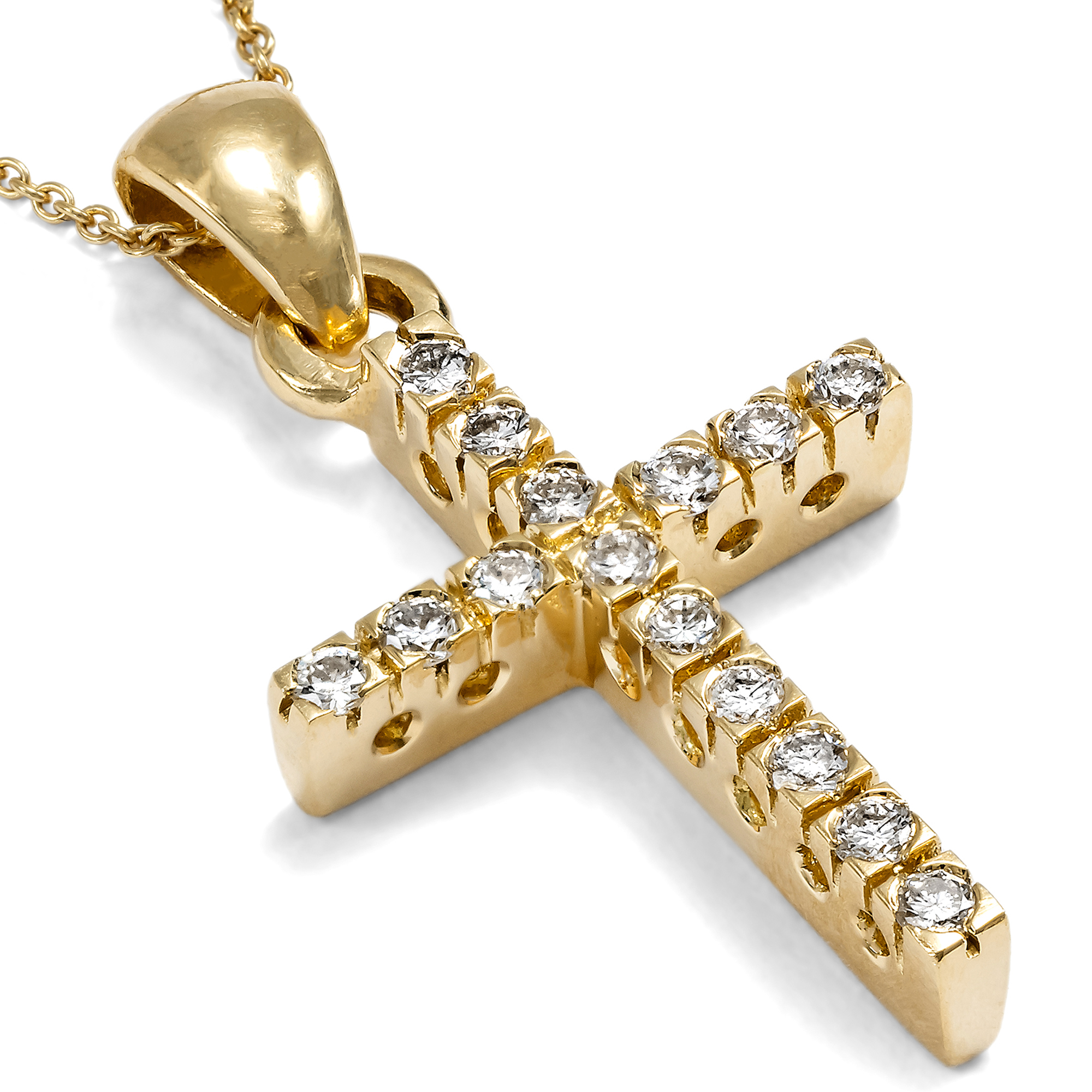 Zartes Kreuz aus Diamanten in Gold aus unserer Werkstatt Zartes Kreuz aus Diamanten in Gold aus unserer Werkstatt