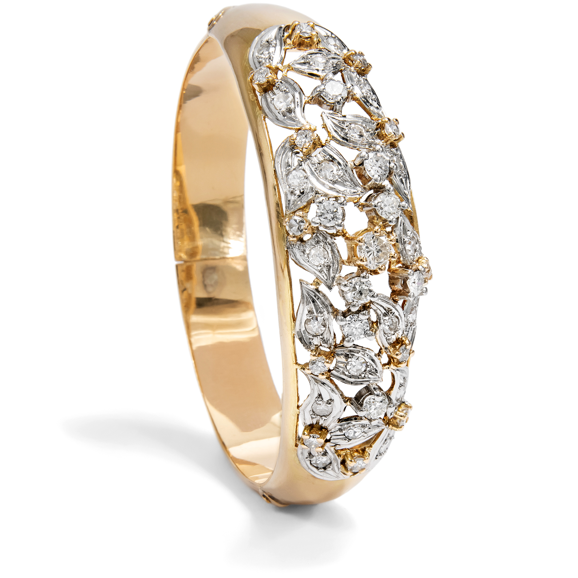 Opulenter Armreif mit 2,12 ct Diamanten in Gold, Madrid um 1965 Opulenter Armreif mit 2,12 ct Diamanten in Gold, Madrid um 1965