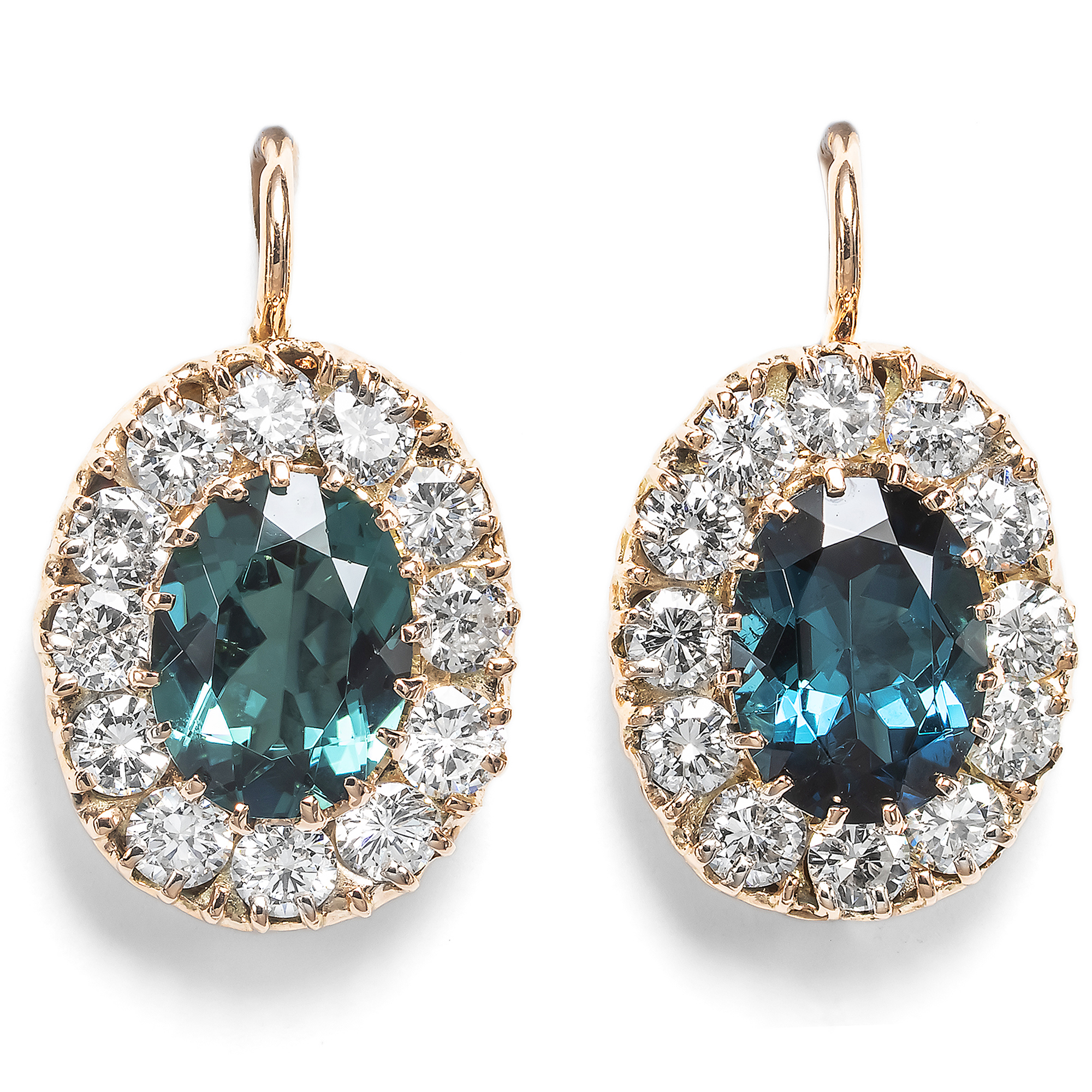 Antike Ohrringe mit Besatz aus Brillanten & Indigolithen, Wien um 1900 & später Antike Ohrringe mit Besatz aus Brillanten & Indigolithen, Wien um 1900 & später