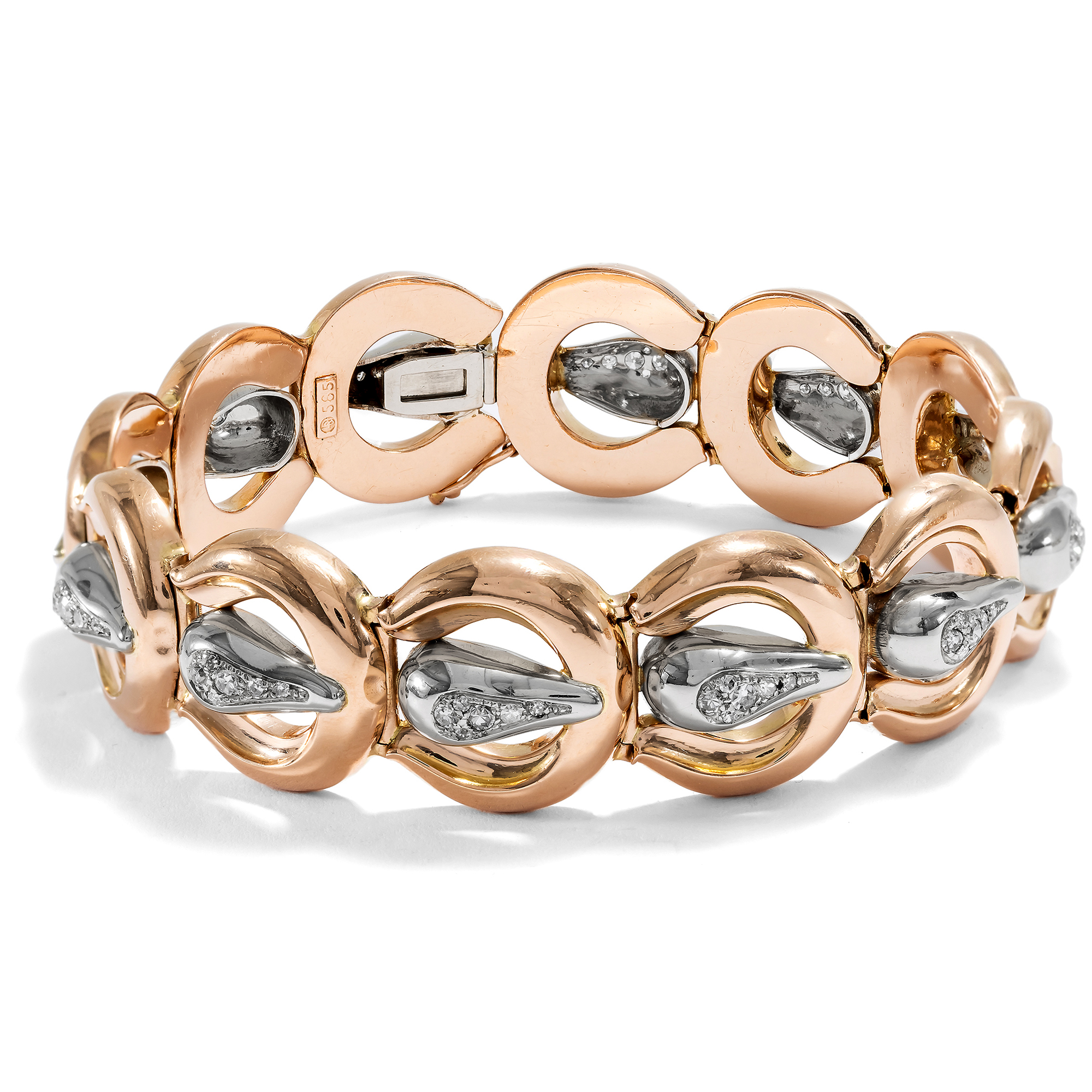 Elegantes Armband im „Retro“-Stil mit Diamanten in Gold, Pforzheim um 1936 Elegantes Armband im „Retro“-Stil mit Diamanten in Gold, Pforzheim um 1936