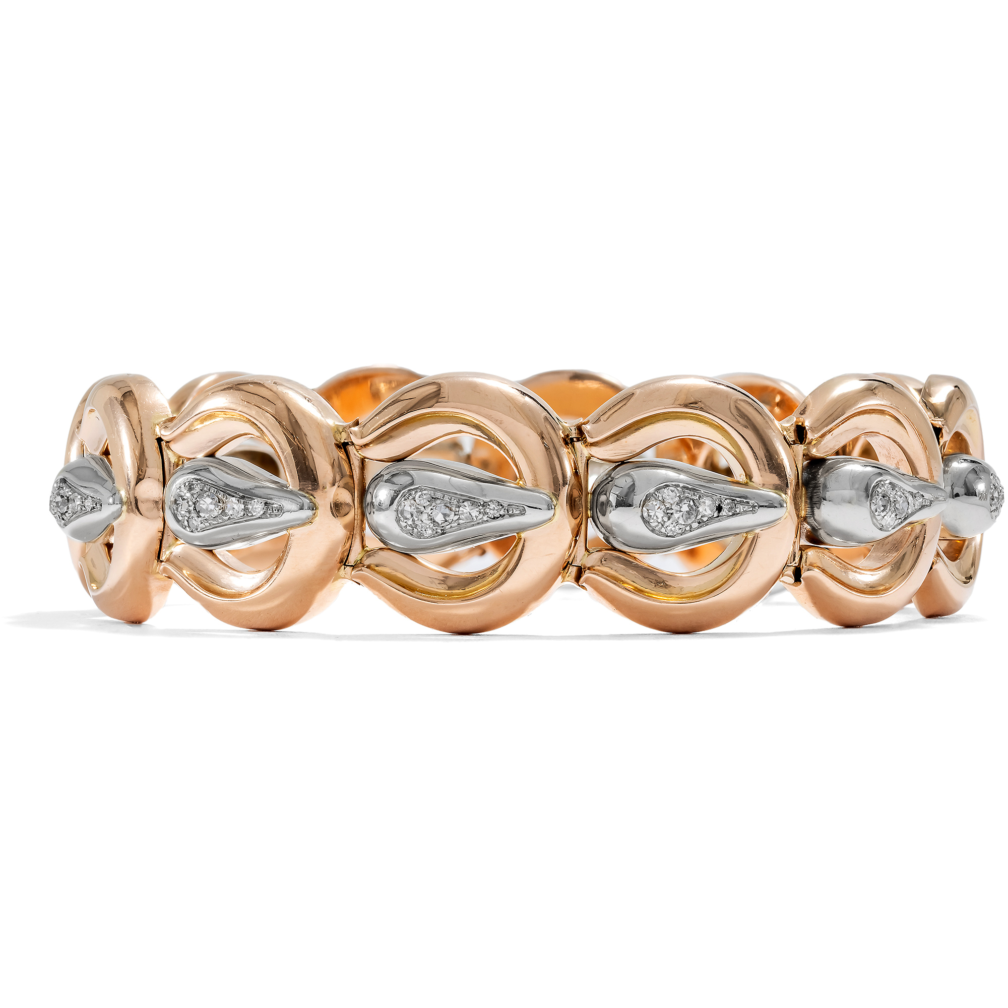 Elegantes Armband im „Retro“-Stil mit Diamanten in Gold, Pforzheim um 1936 Elegantes Armband im „Retro“-Stil mit Diamanten in Gold, Pforzheim um 1936