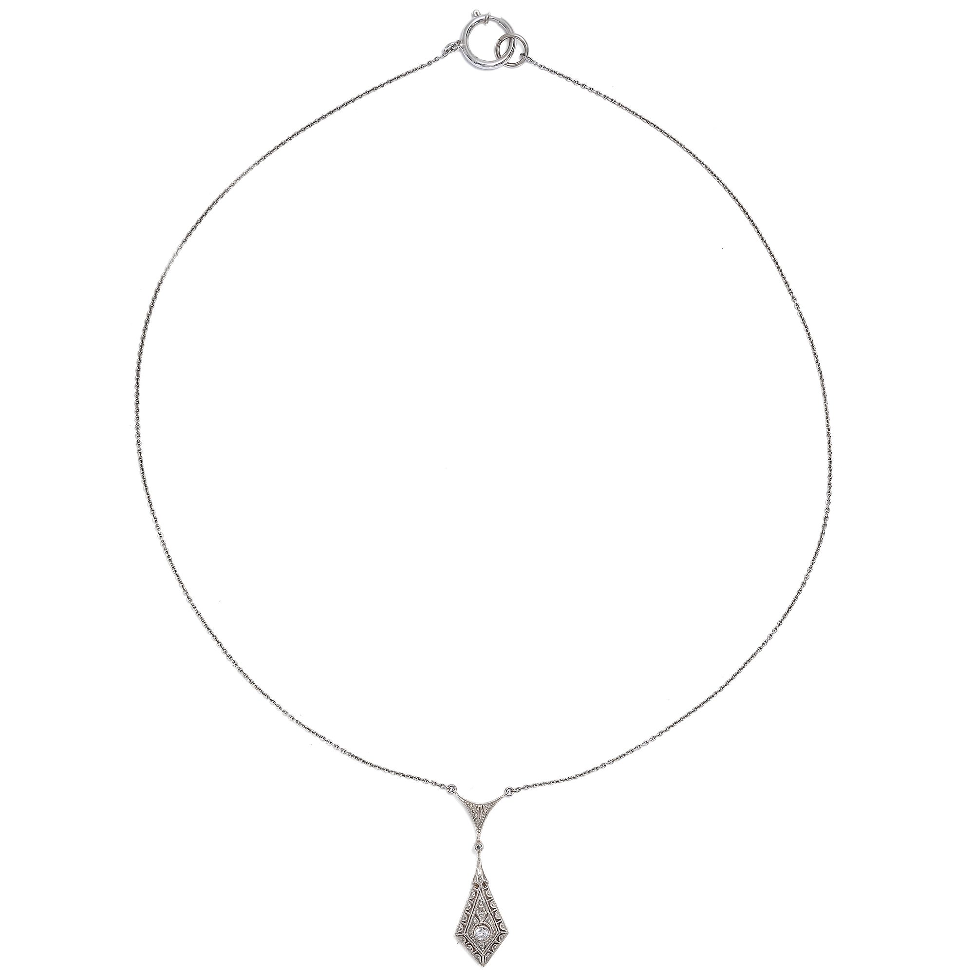 Zartes Collier des Art Déco mit Diamanten in Platin auf Gold, um 1930 Zartes Collier des Art Déco mit Diamanten in Platin auf Gold, um 1930