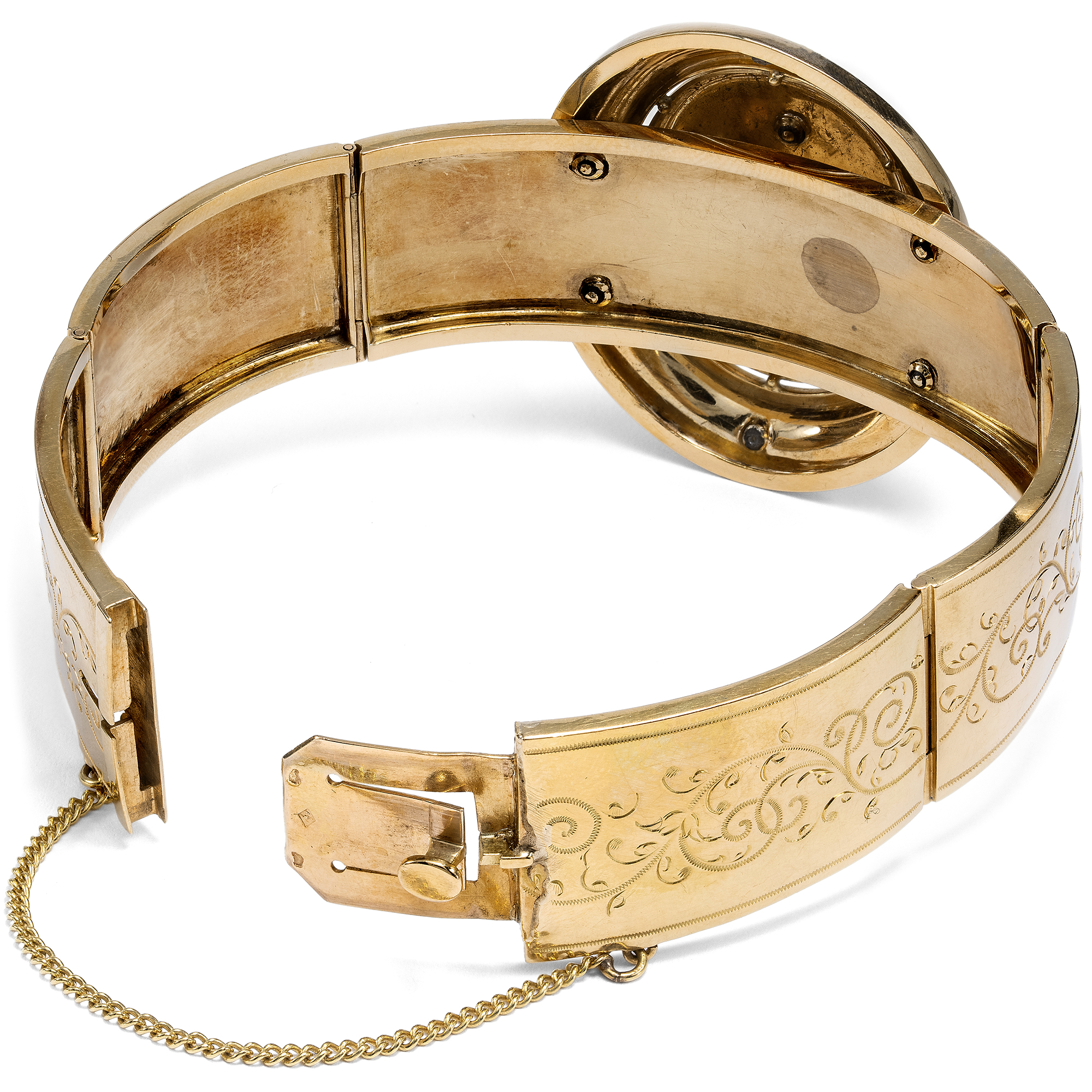 Goldenes Armband mit schwarzem Email & Perlen, Paris um 1870 Goldenes Armband mit schwarzem Email & Perlen, Paris um 1870