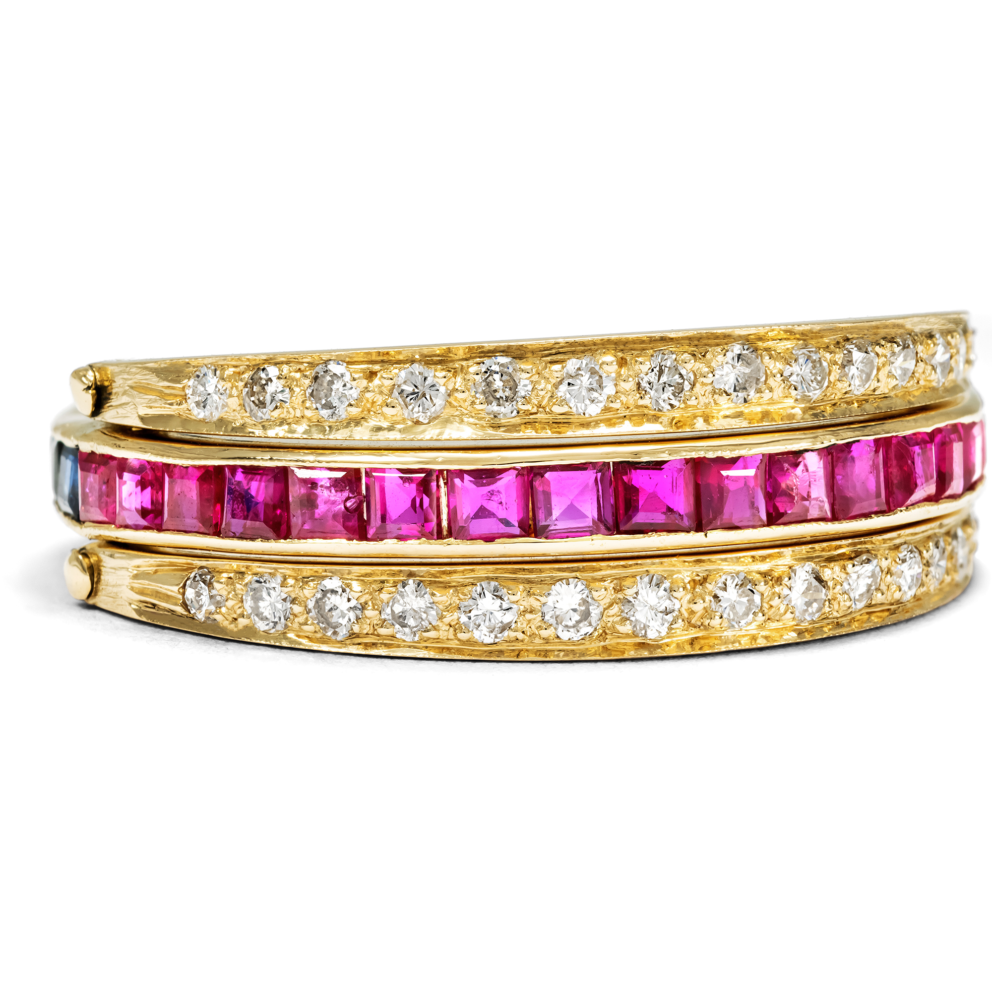 Beweglicher Eternity-Ring mit Diamanten, Saphiren & Rubinen, um 1990 Beweglicher Eternity-Ring mit Diamanten, Saphiren & Rubinen, um 1990