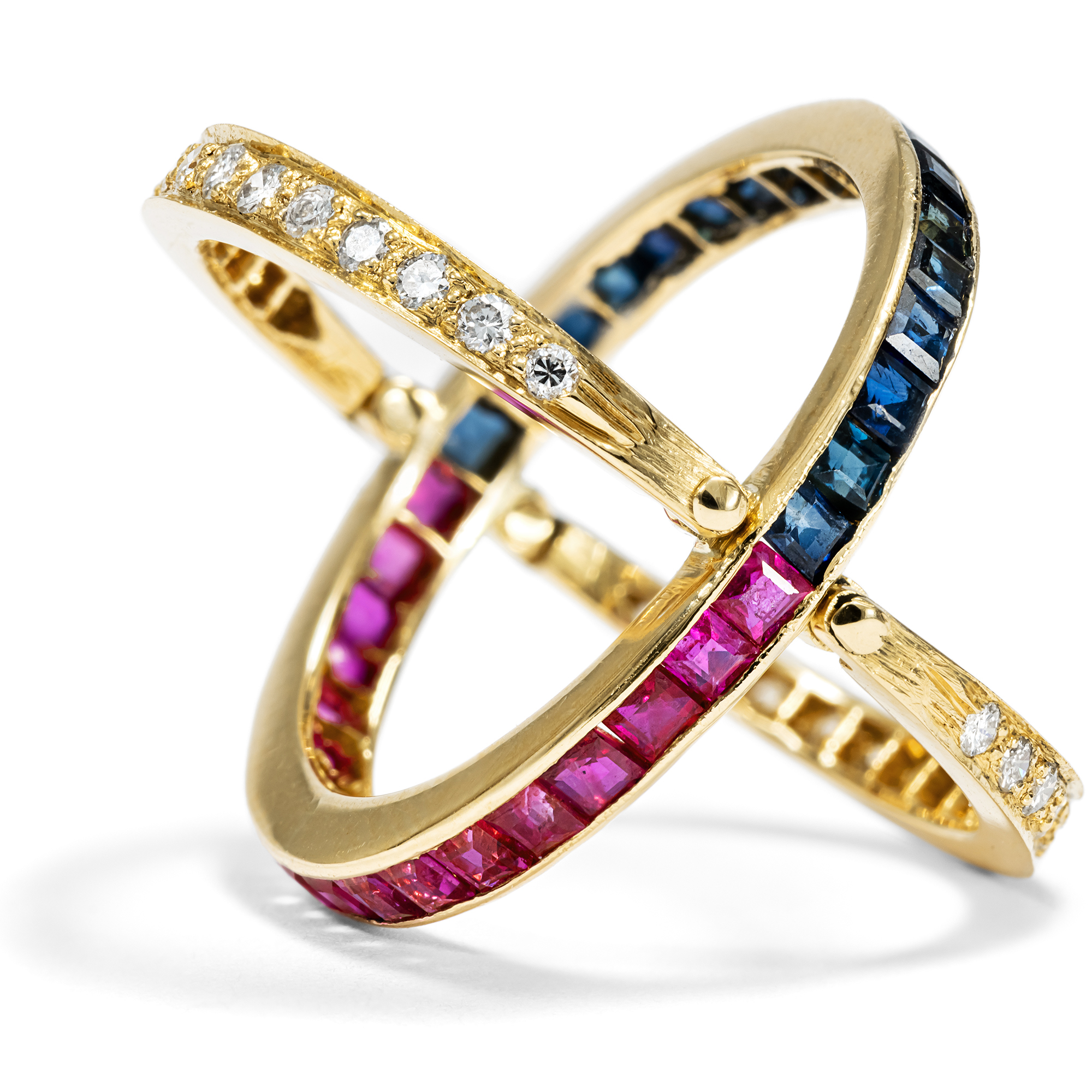 Beweglicher Eternity-Ring mit Diamanten, Saphiren & Rubinen, um 1990 Beweglicher Eternity-Ring mit Diamanten, Saphiren & Rubinen, um 1990