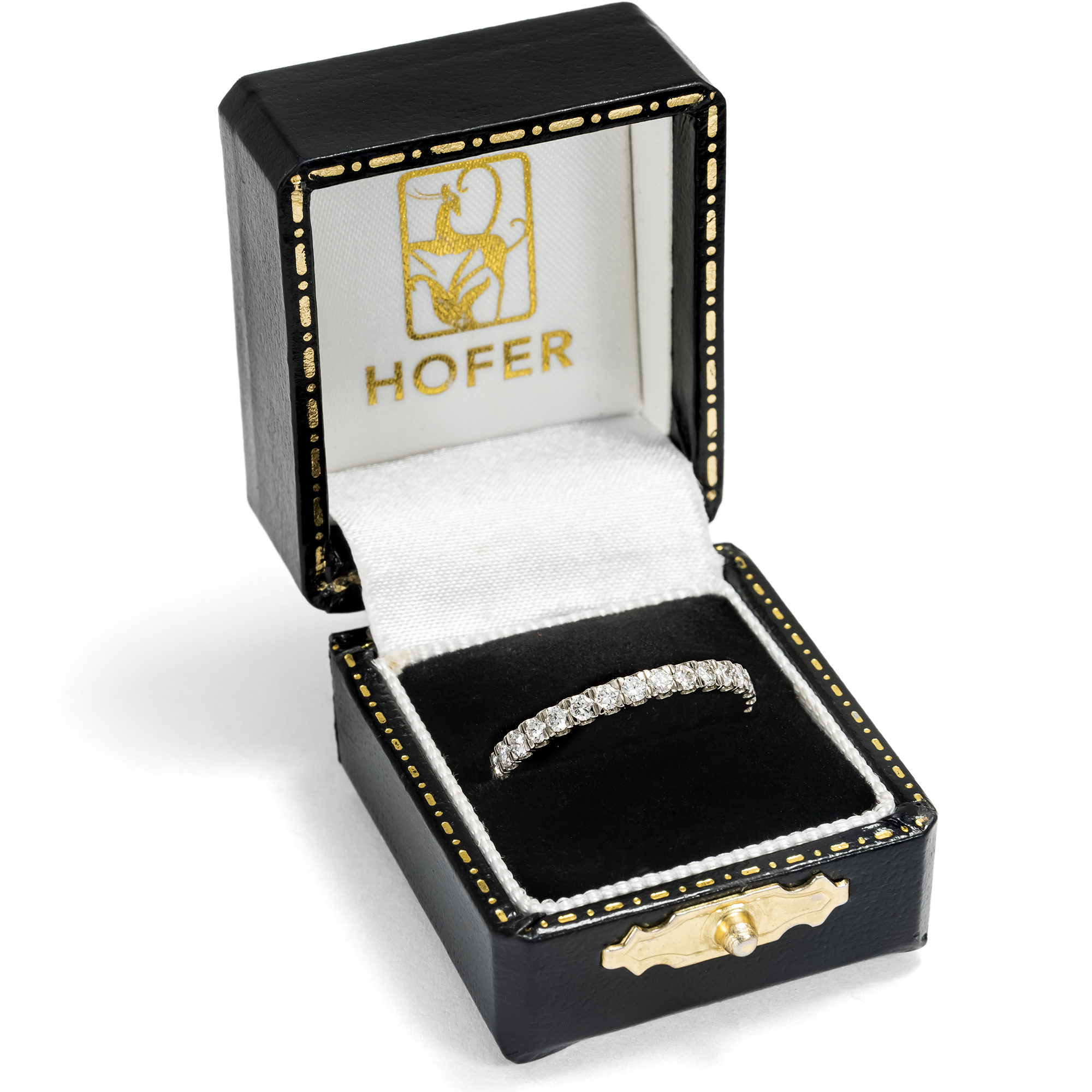 Delicate Memory Ring With 0.89 ct Diamonds in White Gold from Our Workshop, RW 54 Delicate Memory Ring With 0.89 ct Diamonds in White Gold from Our Workshop, RW 54