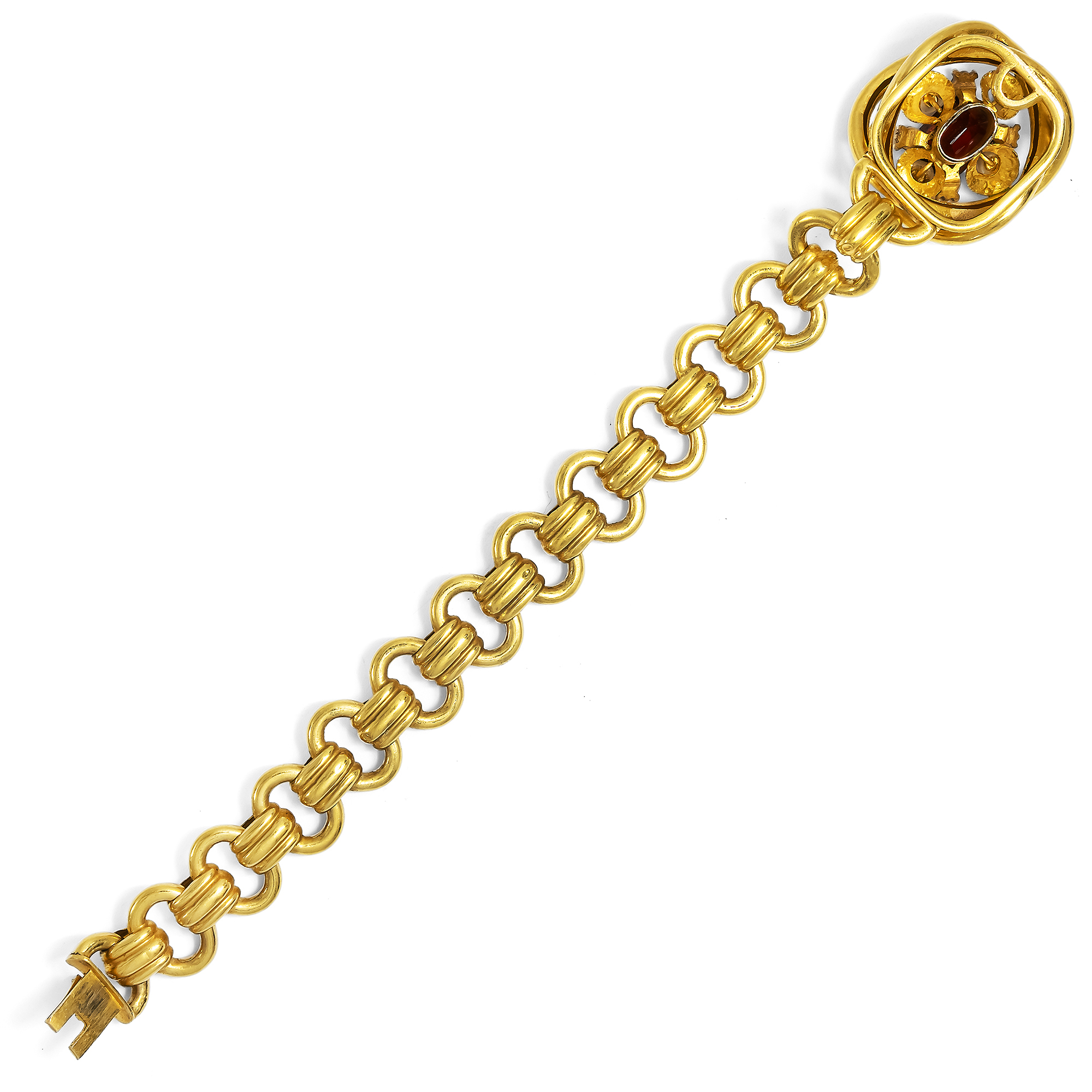 Prachtvolle Demi-Parure aus Granaten, Perlen & Diamanten in Gold, Wien um 1850 Prachtvolle Demi-Parure aus Granaten, Perlen & Diamanten in Gold, Wien um 1850