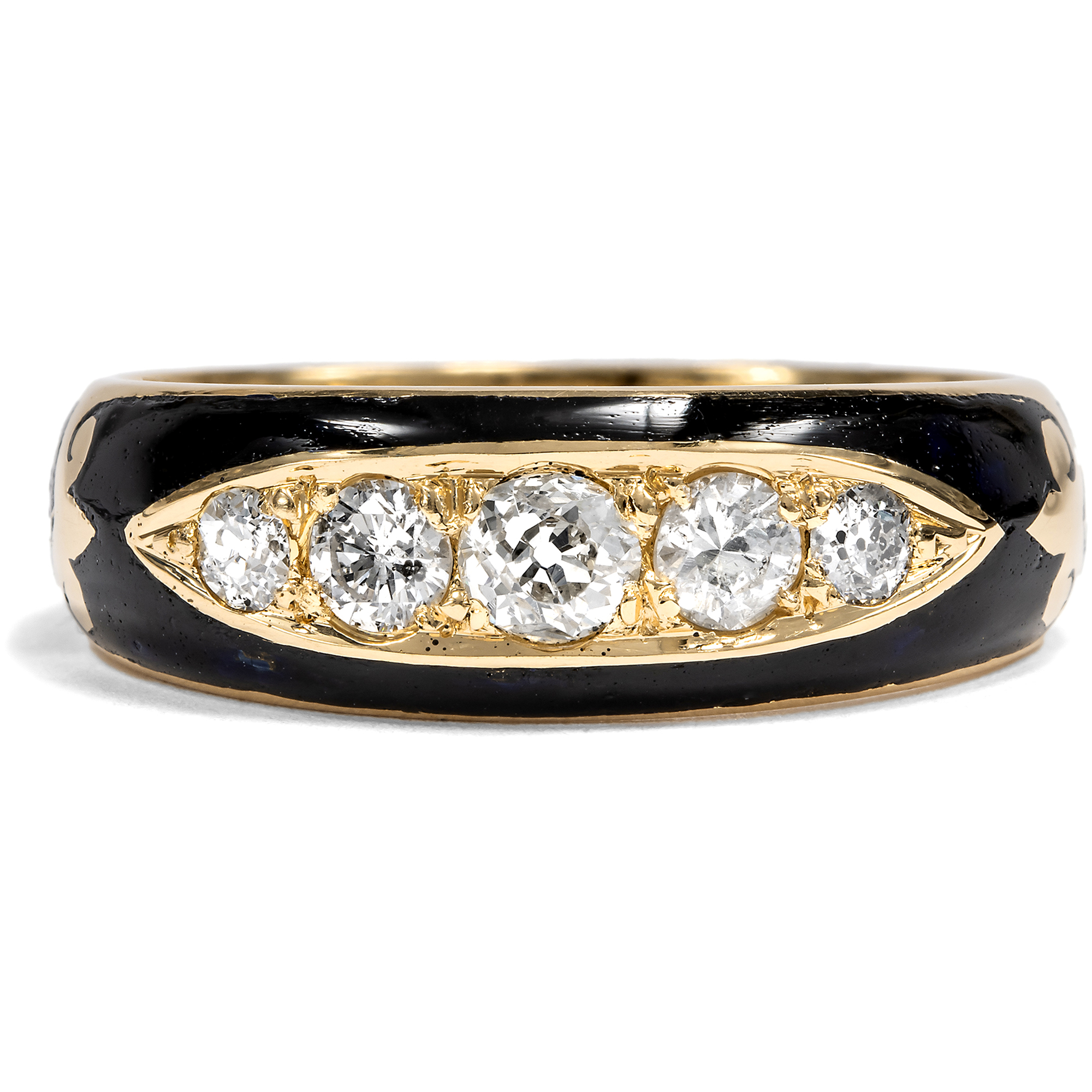 Antique Gold, Enamel & Diamond Mourning Ring, London 1913 Antique Gold, Enamel & Diamond Mourning Ring, London 1913