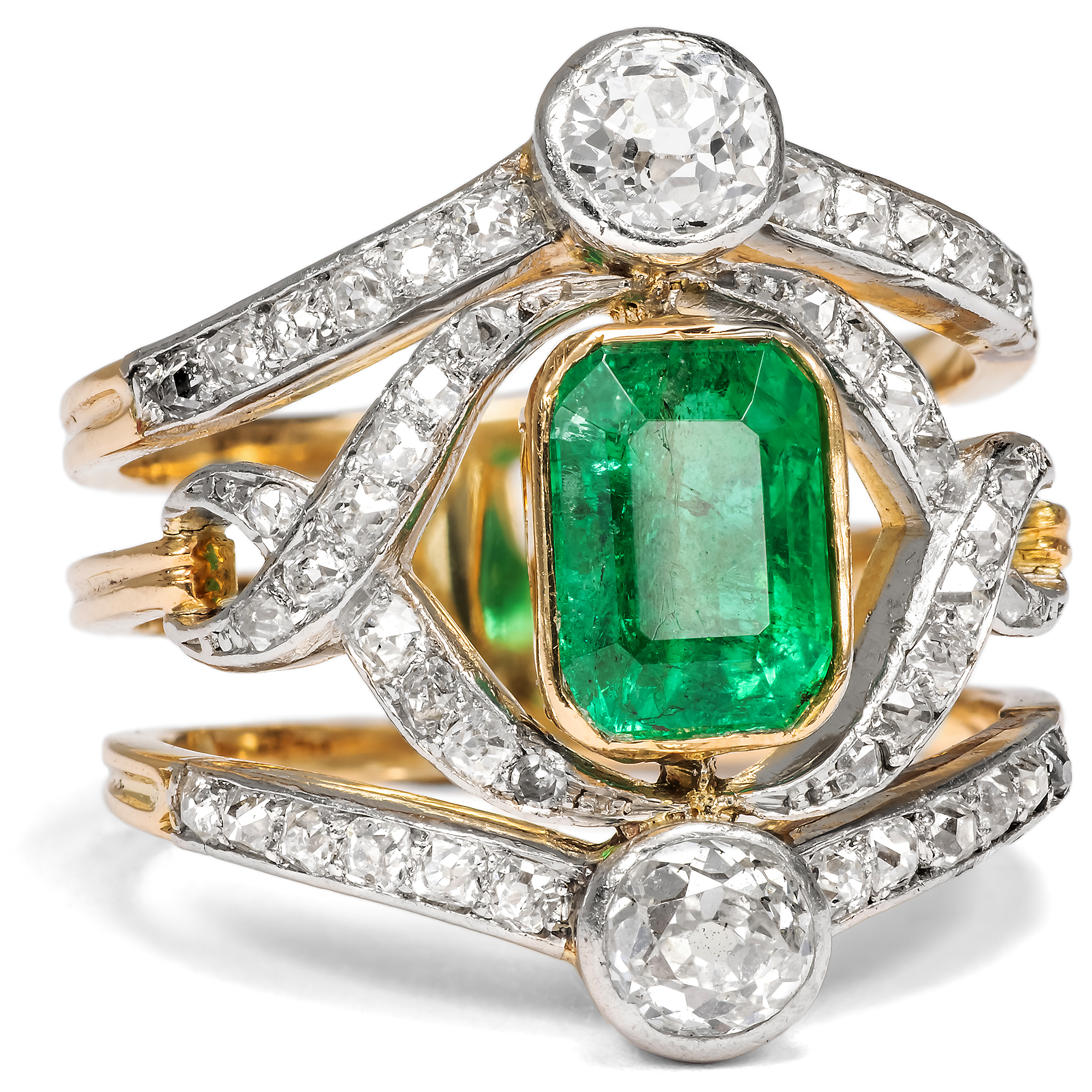 Prachtvoller Ring mit kolumbianischem Smaragd & Diamanten, um 1905 Prachtvoller Ring mit kolumbianischem Smaragd & Diamanten, um 1905