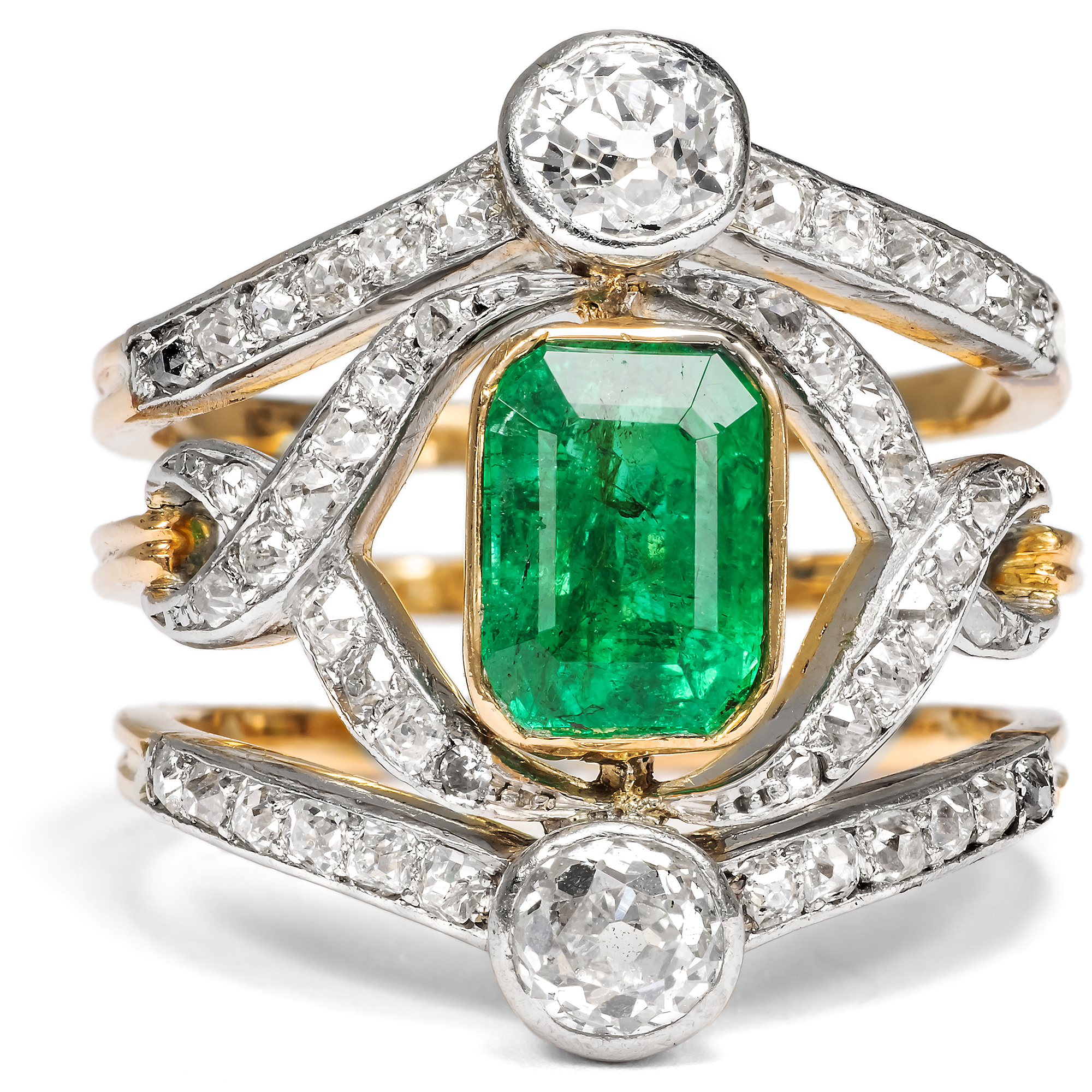 Prachtvoller Ring mit kolumbianischem Smaragd & Diamanten, um 1905 Prachtvoller Ring mit kolumbianischem Smaragd & Diamanten, um 1905