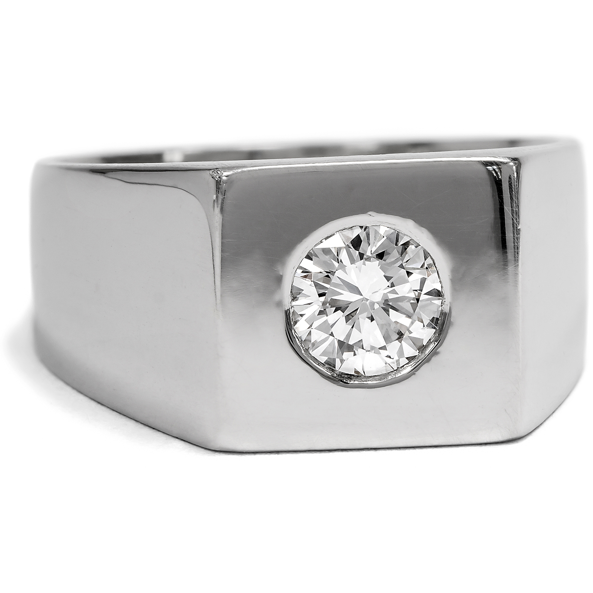 Kraftvoller vintage Ring mit 0,40 Brillant in Platin, um 1978 Kraftvoller vintage Ring mit 0,40 Brillant in Platin, um 1978