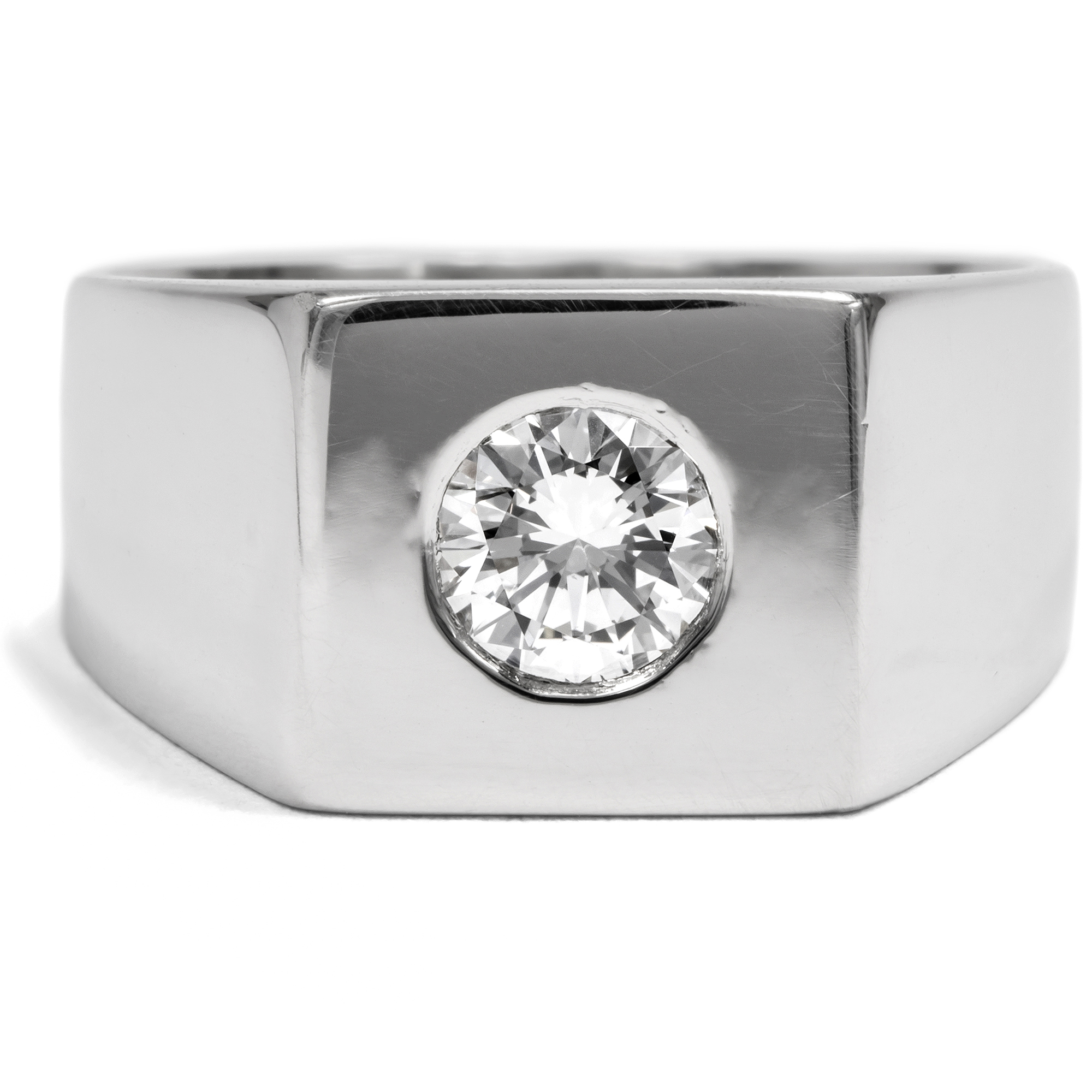 Kraftvoller vintage Ring mit 0,40 Brillant in Platin, um 1978 Kraftvoller vintage Ring mit 0,40 Brillant in Platin, um 1978