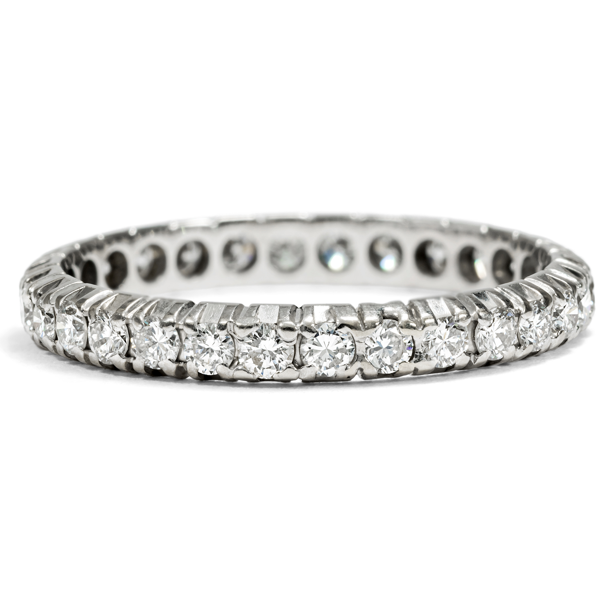 Vintage Memory Ring in White Gold with 0.90 ct Diamonds, Size 55, c. 1980 Vintage Memory Ring in White Gold with 0.90 ct Diamonds, Size 55, c. 1980