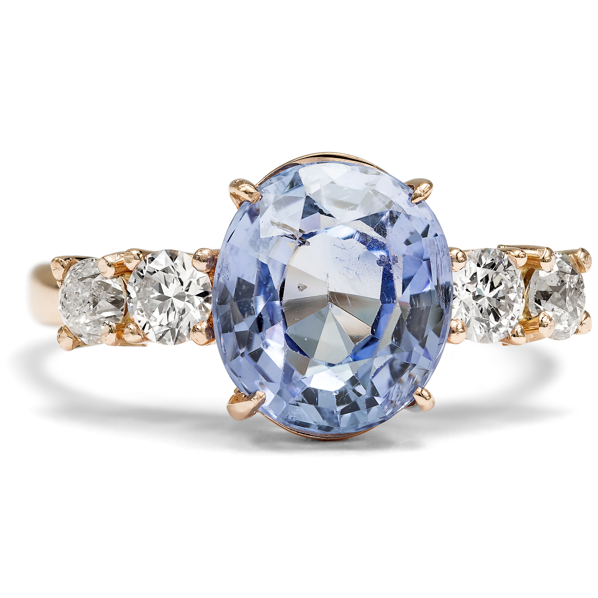 Pretty Vintage Rose Gold Ring with Untreated Ceylon Sapphire, c. 2000 Pretty Vintage Rose Gold Ring with Untreated Ceylon Sapphire, c. 2000