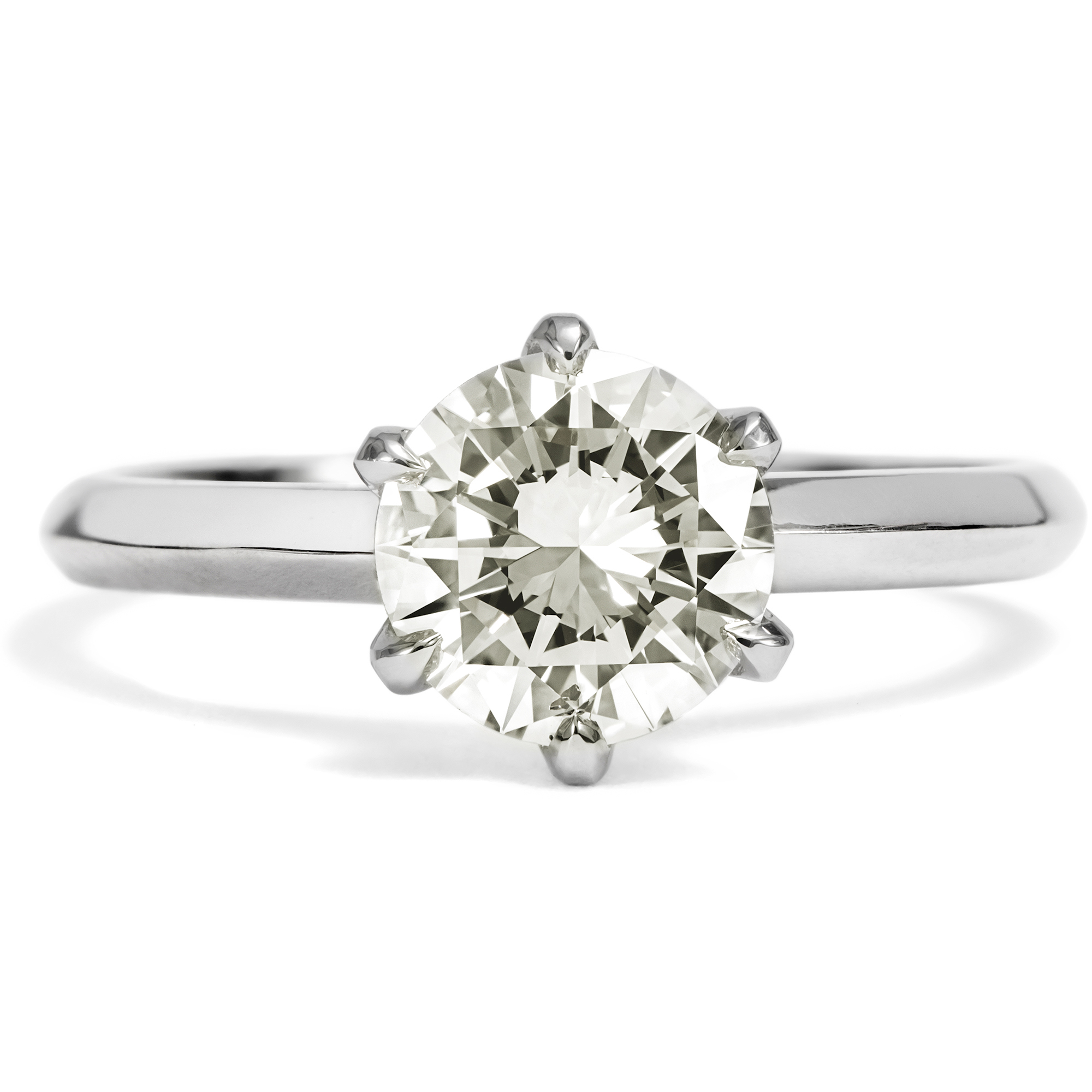 Unworn Solitaire Platinum Ring with 1.36 ct Brilliant From Our Workshop Unworn Solitaire Platinum Ring with 1.36 ct Brilliant From Our Workshop