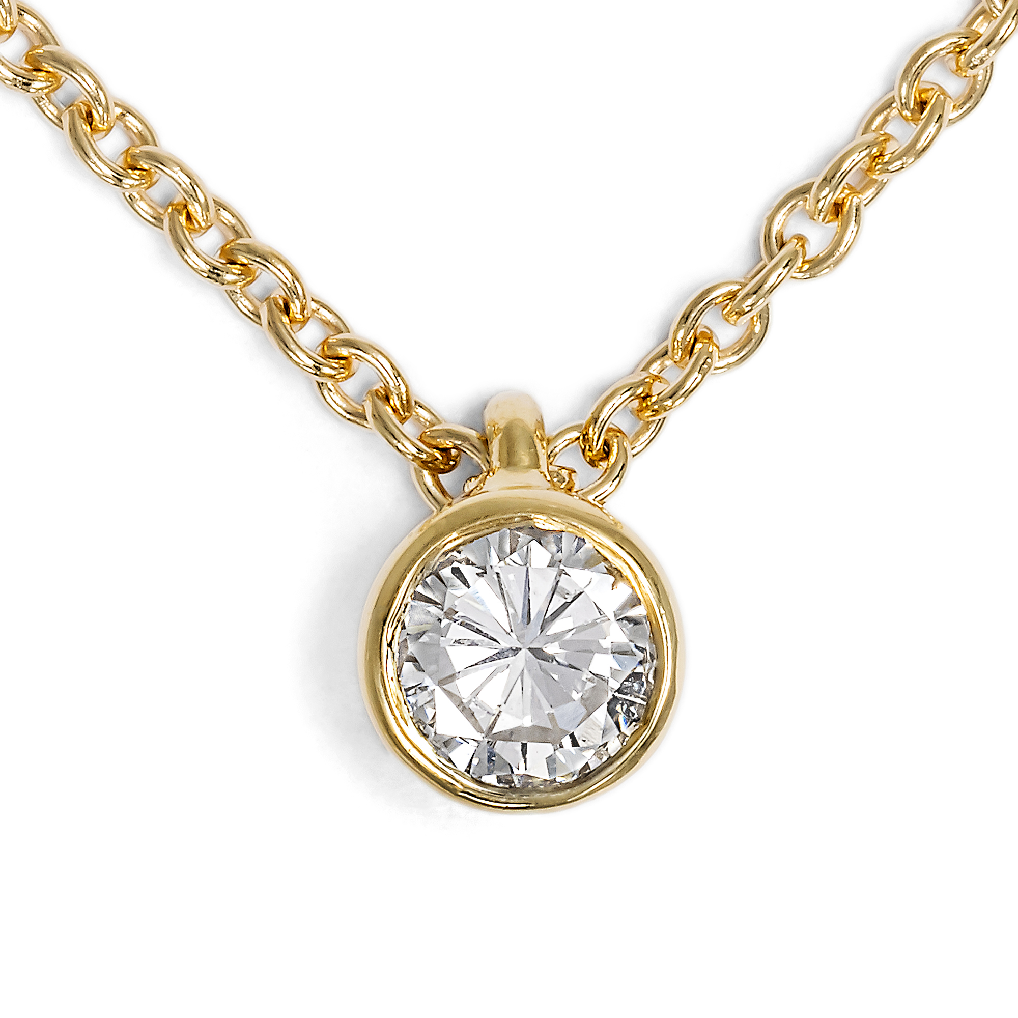Zartes vintage Collier mit 0,25 ct Brillant in Gold, um 2010 Zartes vintage Collier mit 0,25 ct Brillant in Gold, um 2010