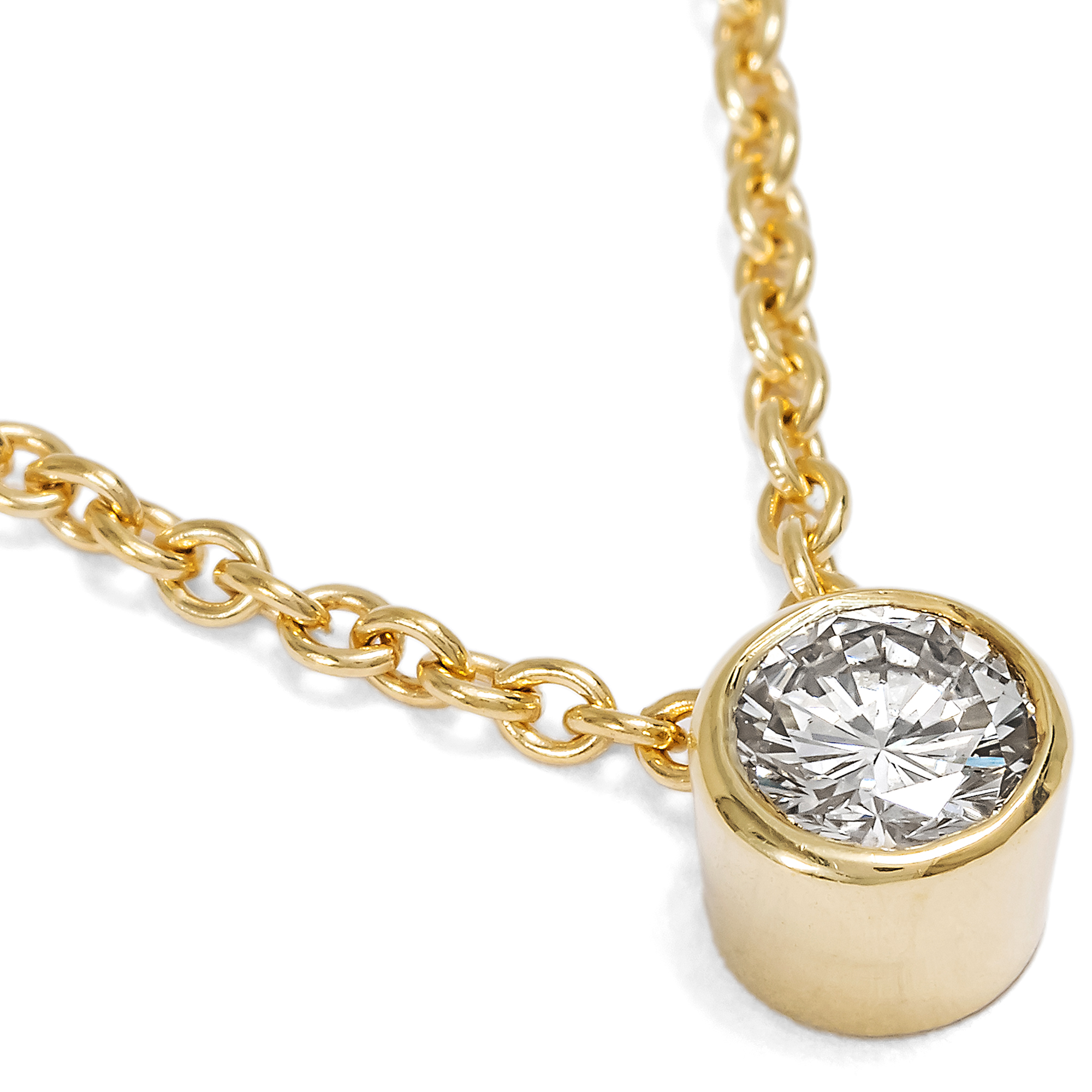 Zartes vintage Collier mit 0,25 ct Brillant in Gold, um 2010 Zartes vintage Collier mit 0,25 ct Brillant in Gold, um 2010
