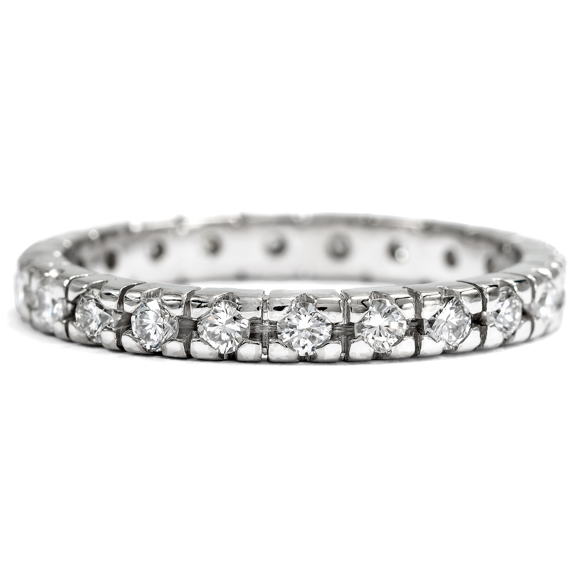 Vintage Memory Ring with 0.66 ct Diamonds in White Gold, Size 55, c. 1980 Vintage Memory Ring with 0.66 ct Diamonds in White Gold, Size 55, c. 1980