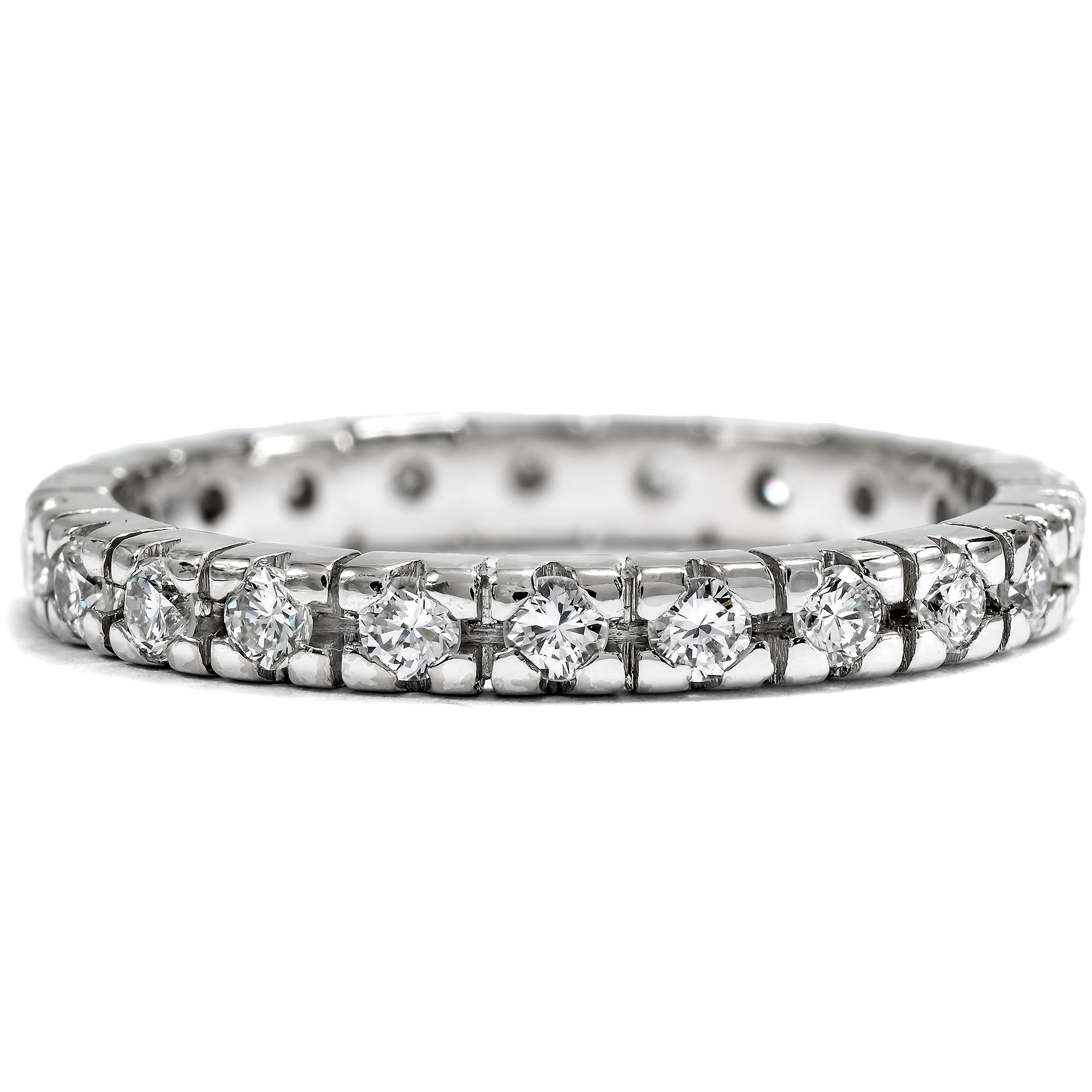 Vintage Memory Ring with 0.66 ct Diamonds in White Gold, Size 55, c. 1980 Vintage Memory Ring with 0.66 ct Diamonds in White Gold, Size 55, c. 1980