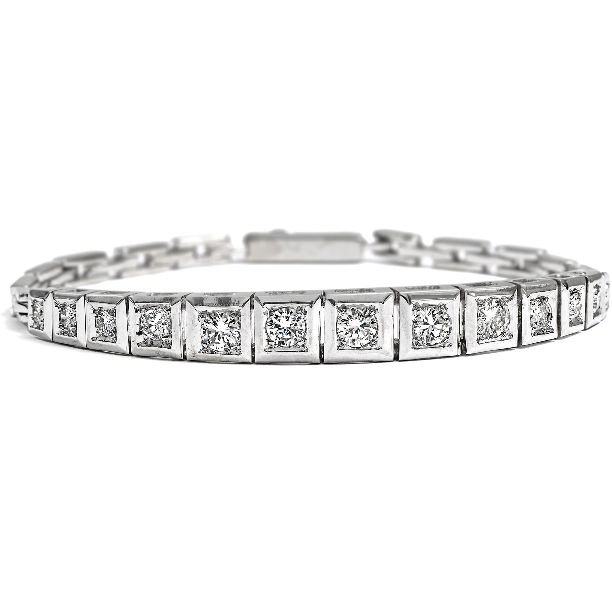 Elegantes vintage Armband mit 1,26 ct Brillanten in Weißgold, um 1965 Elegantes vintage Armband mit 1,26 ct Brillanten in Weißgold, um 1965